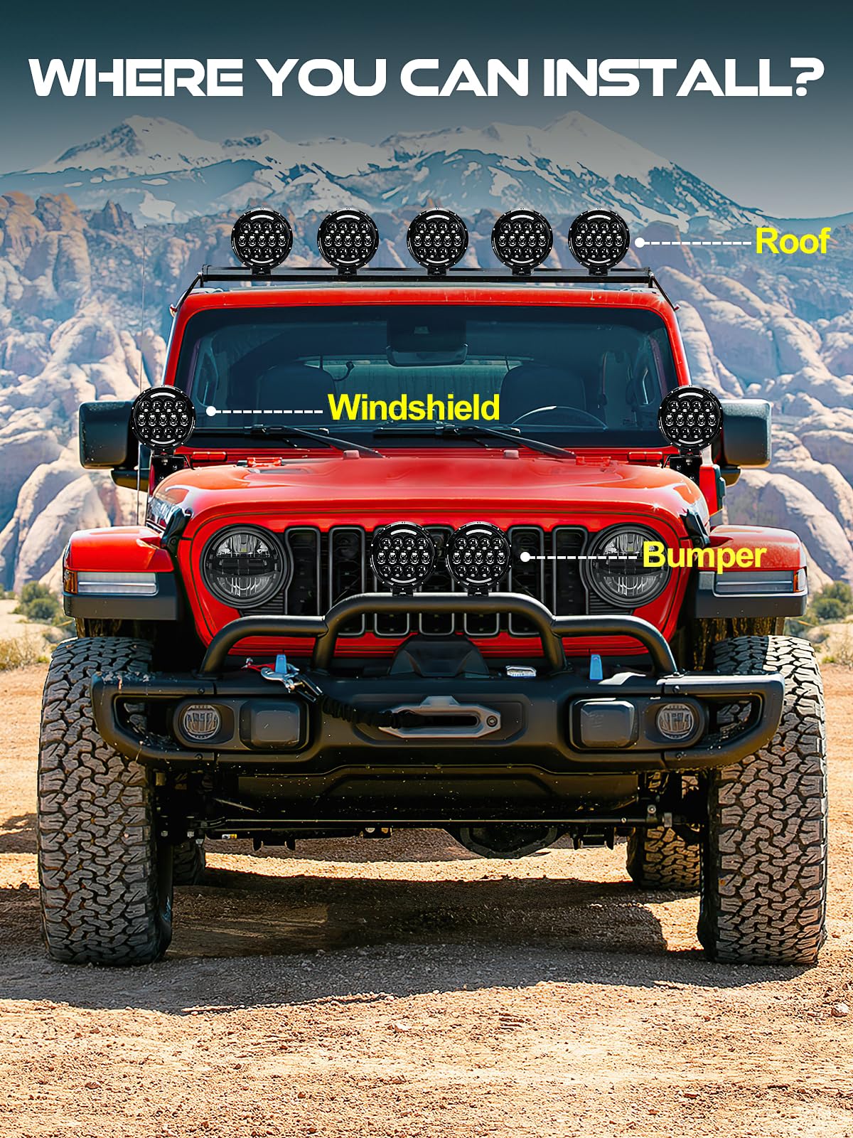 Audexen Led Work Lights, 7 Inch 105W Round Spot Led Pods Light Bar High/Low Beam Drl With Adjustable Mounting Bracket Compatible