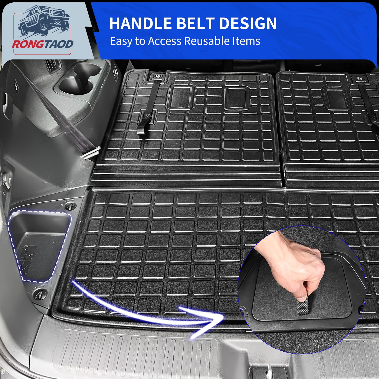 Rongtaod Floor Mats Compatible with 2023 2024 2025 Honda Pilot Cargo Mat Cargo Liner Trunk Liner Trunk Mat Rear Trunk Organizer