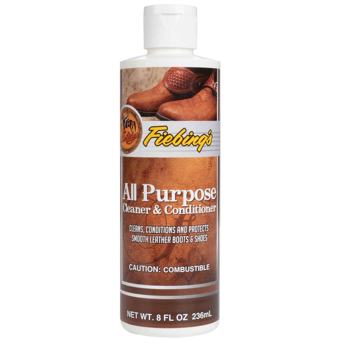Fiebing'S Leather Cleaner & Conditioner (8 Oz) - All Purpose Wax-Free Color Safe Formula Protects & Strengthens All Leather - Prevents Molding, Cracking, Water Spots & Salt Stains On Car, Shoe, Purse