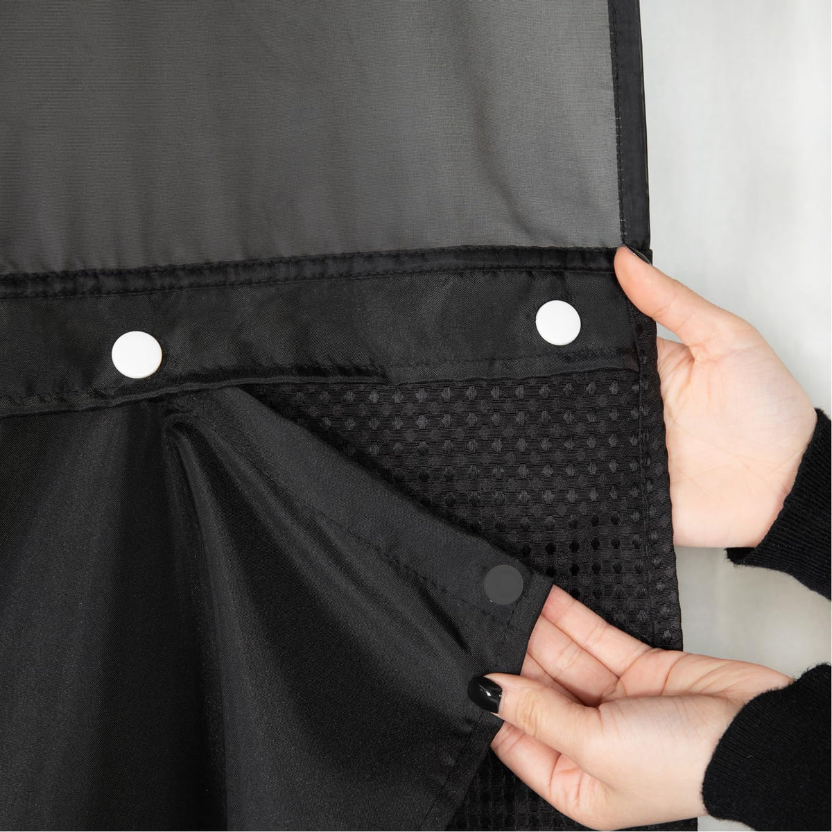 Eachope 1 Pack Fabric Snap-In Shower Curtain Liner Replacement,Compatible With No Hook Shower Curtain With Snap In Liner, Removable & Water-Repellent,Machine Washable,70X54,Black