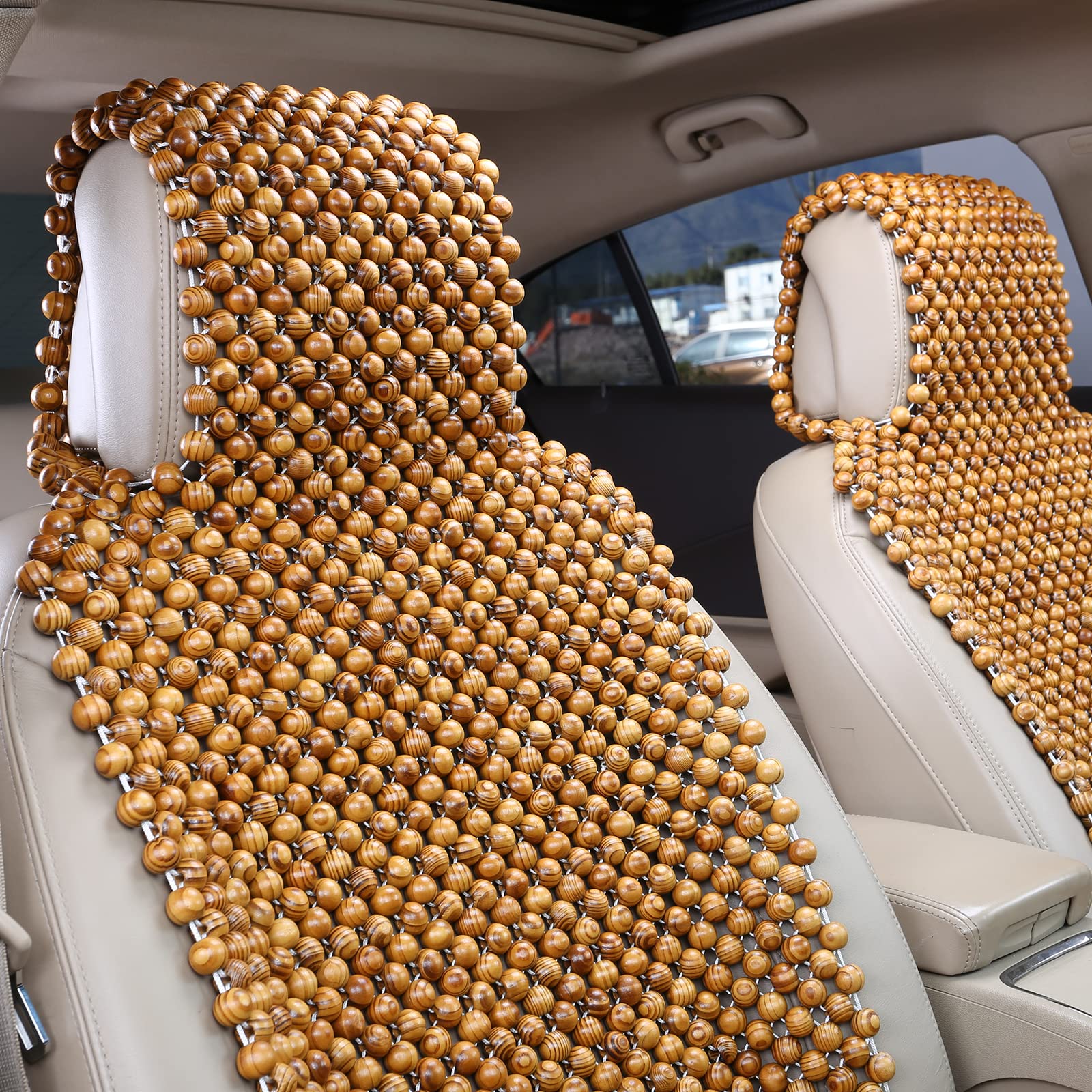 Kennisi Natural Olive Large Bead 18Mm Beaded Seat Covers For Cars Cooled Beaded Car Seat Covers Durable Wooden Beaded Seat Cover