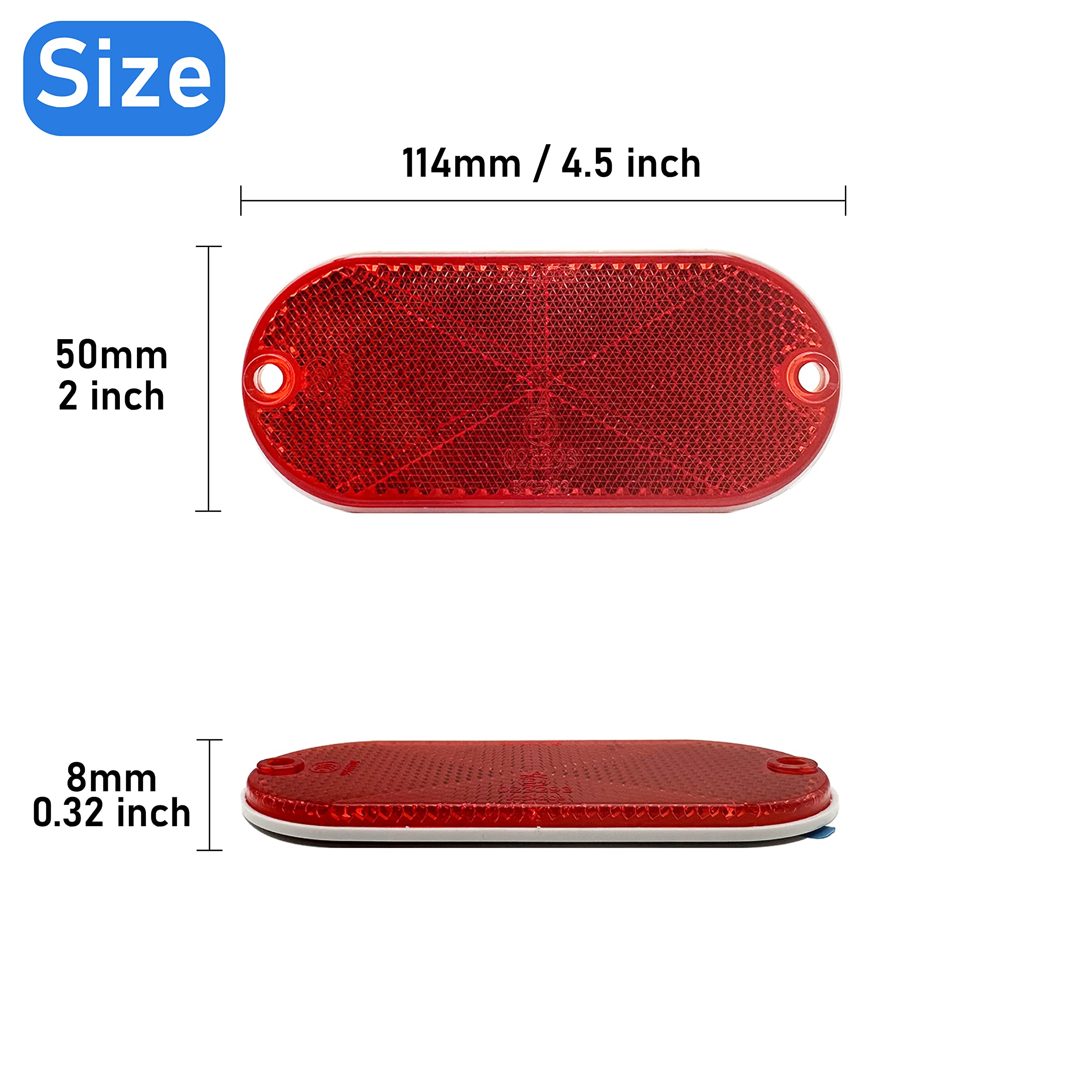 Reflector Self Adhesive Oval 114X50Mm Safety Waterproof Stick On For Driveway Mailbox Trees Fender Trailer