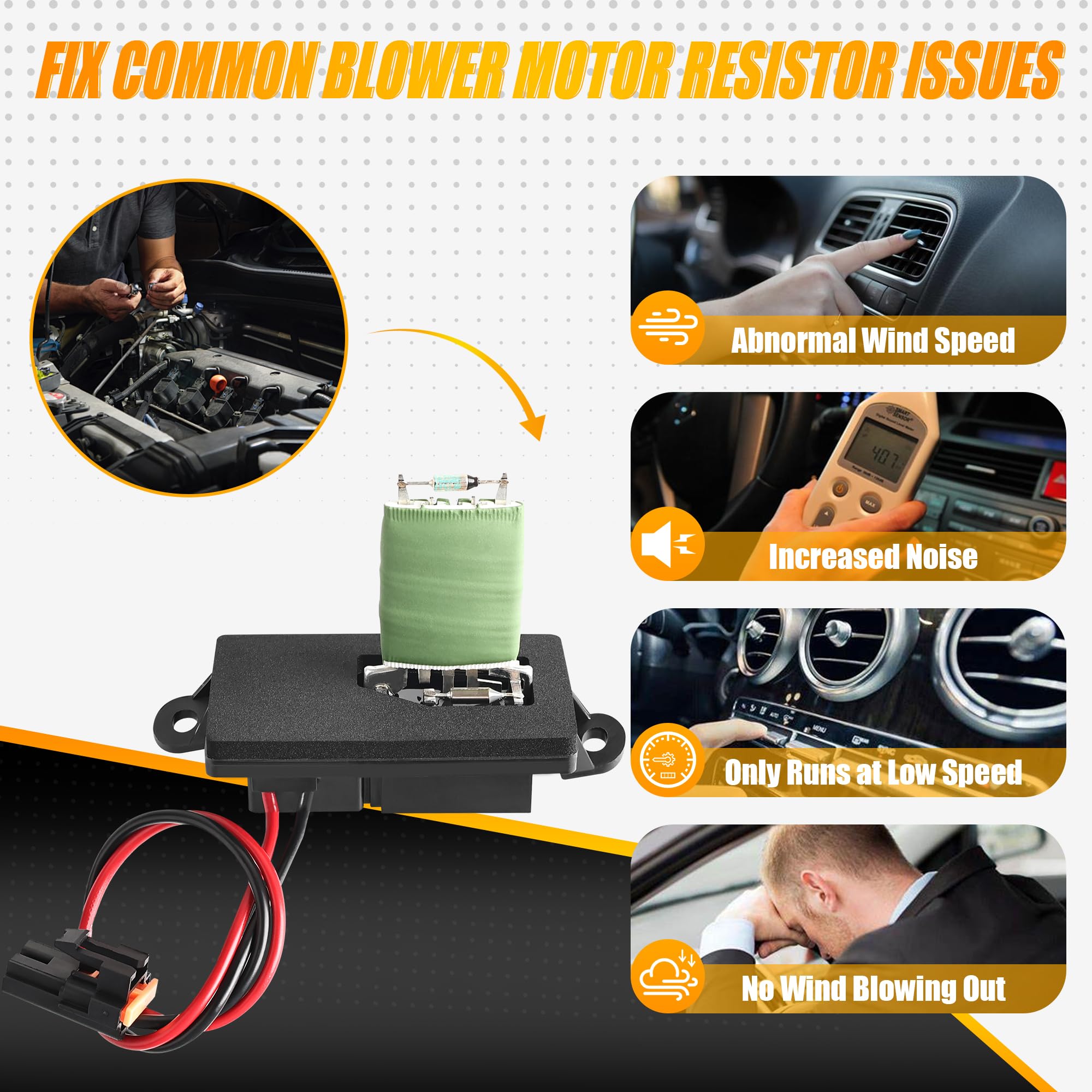 89019089 Hvac Blower Motor Fan Resistor Compatible With 1999-2006 Chevy Silverado Gmc Sierra 1500 2500 3500, 2000-2002 Gmc Yukon (2 Holes Mounting Flange) Replaces# 973-004, 89018597, 22807122, Ru371