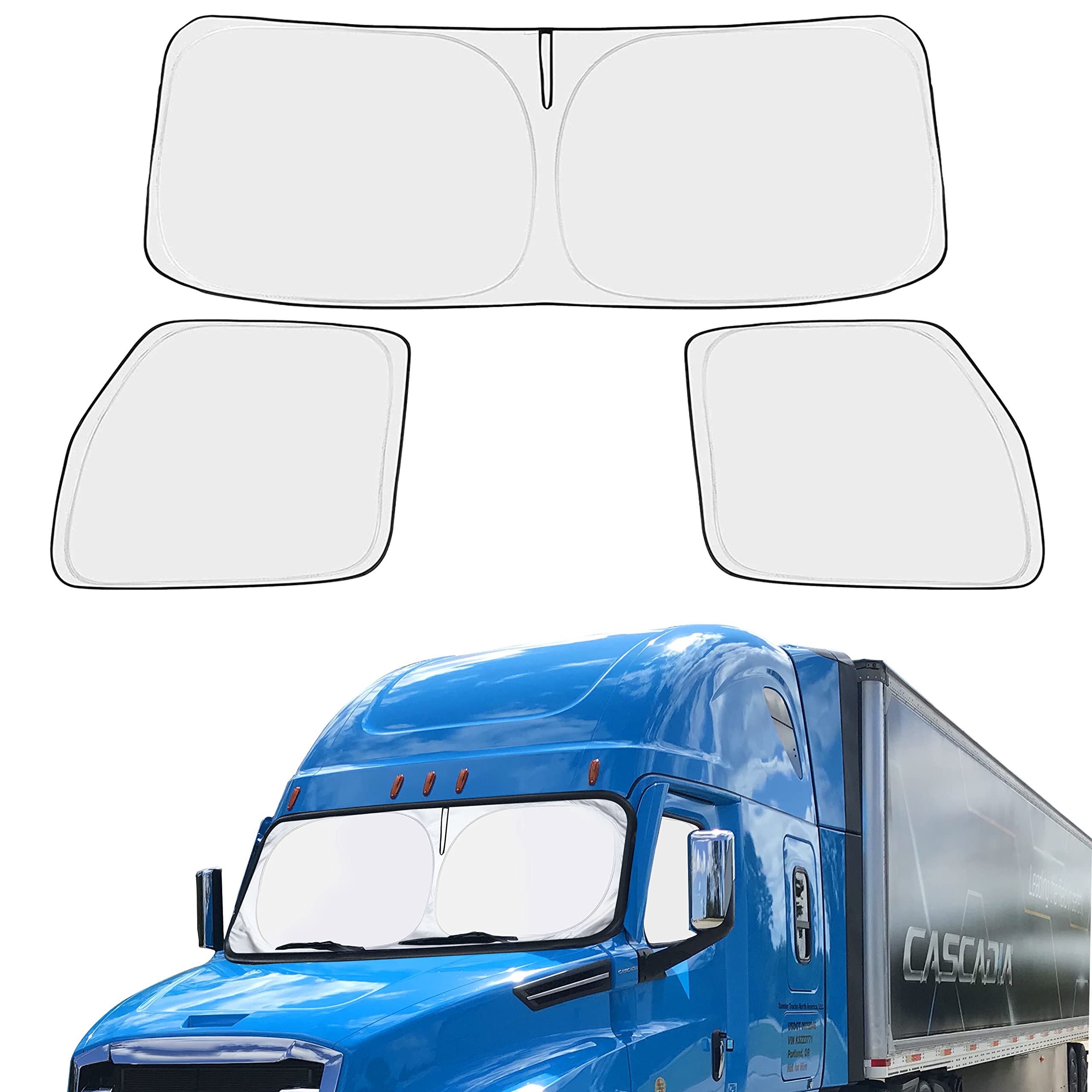 Econour Windshield And Side Windows Sun Shade For Cascadia | 240T Sunshade To Block Uv/Sun Heat Rays | Best For Semi, Commercial
