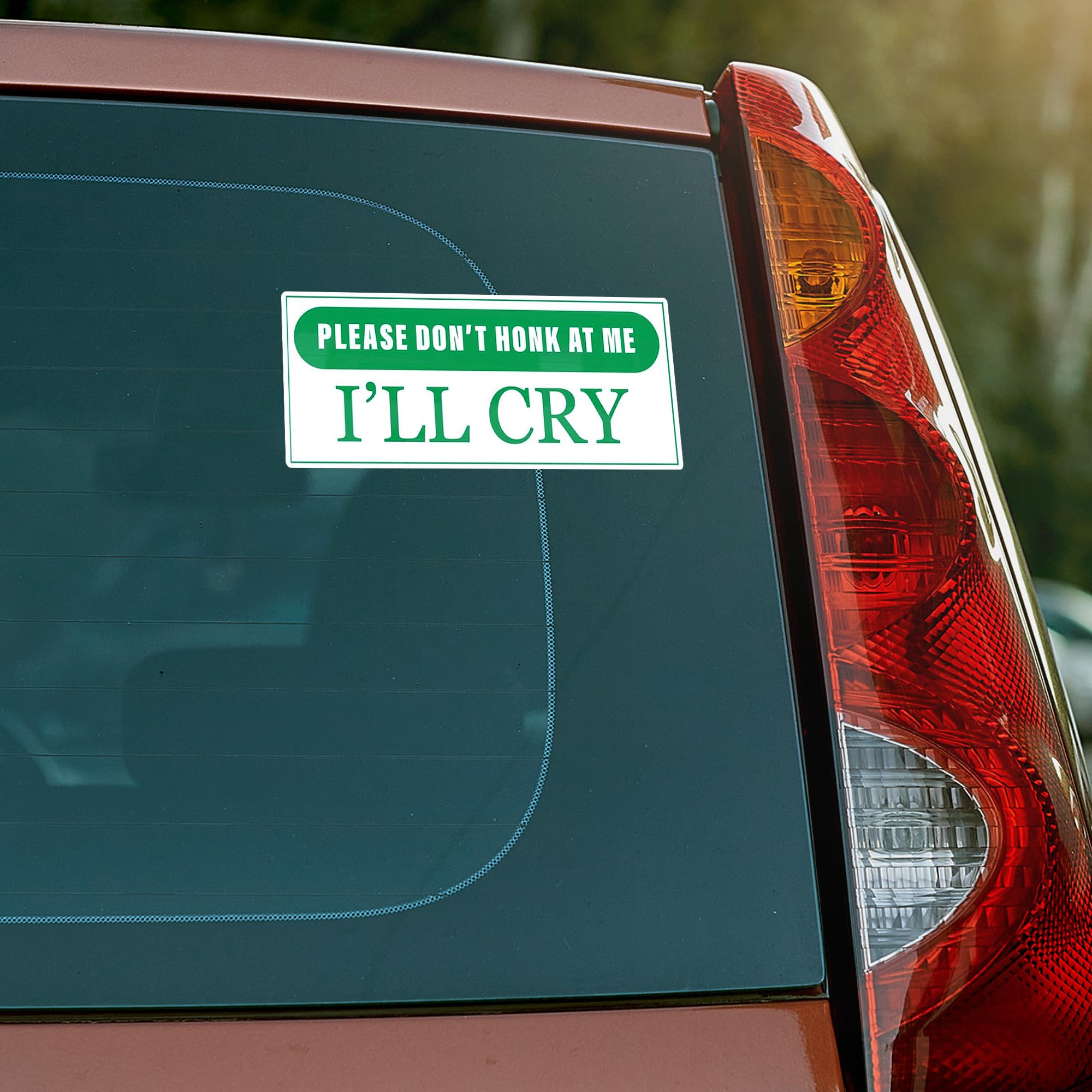 Please Don't Honk at Me I'll Cry Funny Honk Sticker Decal, 5x2 inches | Water Proof | for car Bumper, Notebook, tumblers Sticker