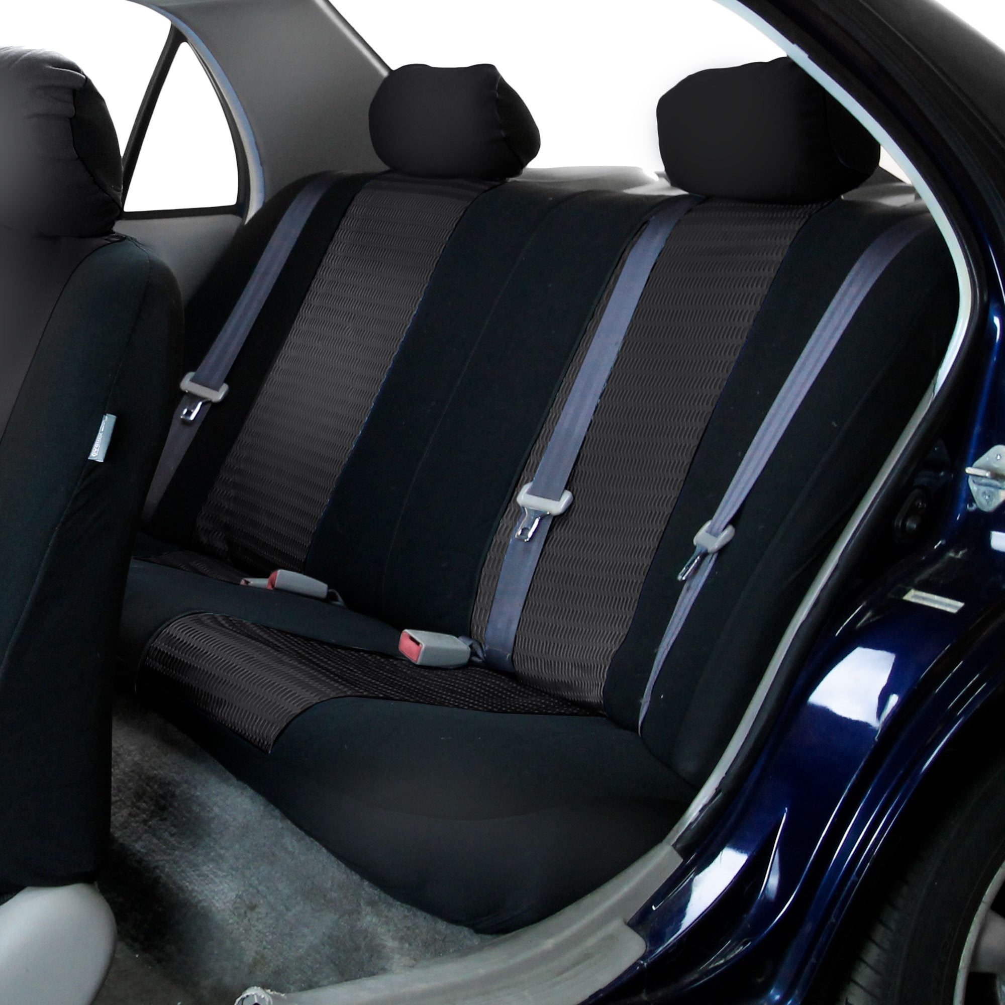 Fh Group Automotive Seat Cover Trendy Elegance For Back Seat Black Car Interior Accessories For Suv, Sedan & Van Universal Fit C