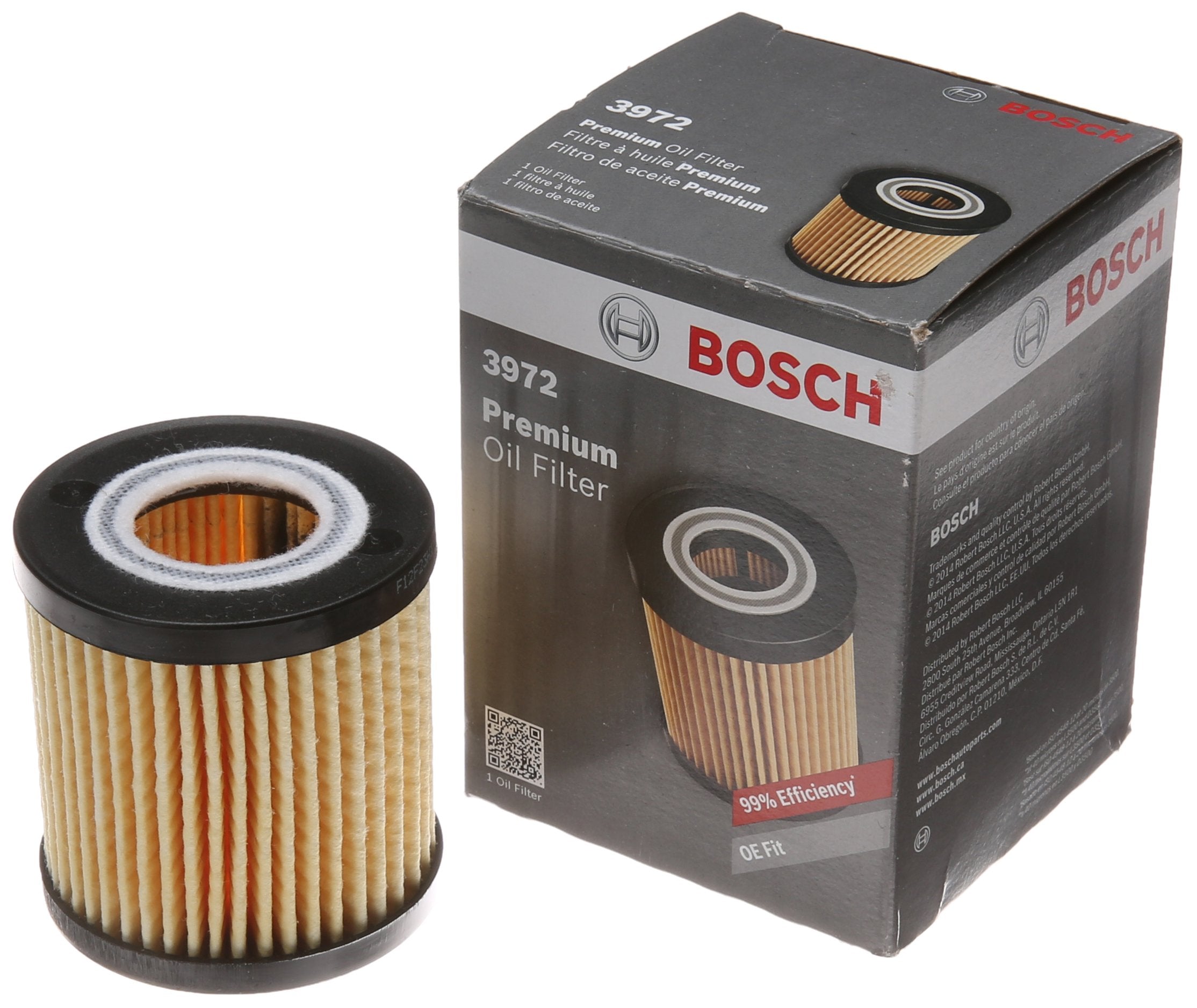 Bosch Automotive 3972 Premium FILTECH Oil Filter for Select Lexus ES350,GS200t,GS300 Toyota Camry,Highlander,RAV4,Sienna,Tacoma,