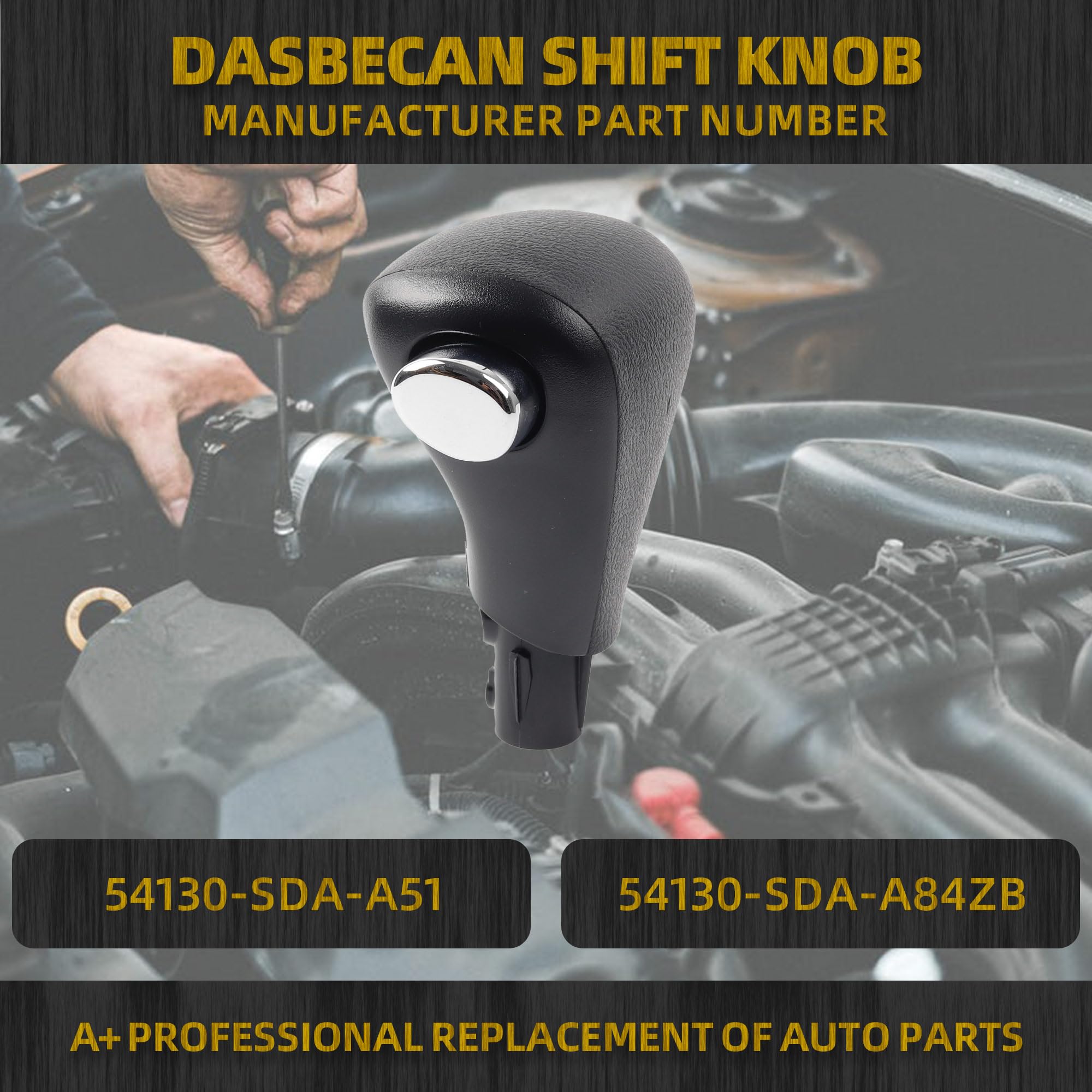 Dasbecan Gear Shifter Knob Compatible With Honda Accord 2003-2006 Automatic Shift Handle Replaces 54131-Sda-A51