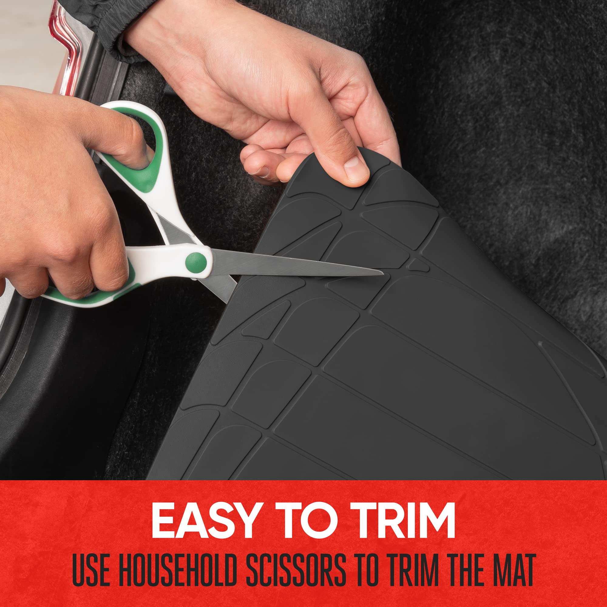 Motor Trend Heavy Duty Utility Cargo Liner Floor Mats for Car Truck SUV, Trimmable to Fit Trunk, All Weather Protection Black 31.5&quot; x 50&quot; BK