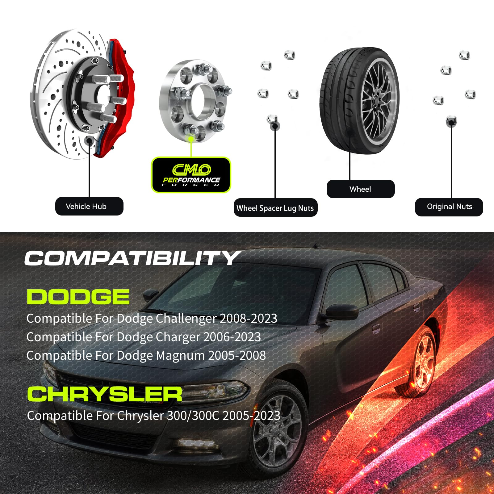 Customadeonly 15mm Hubcentric Wheel Spacers 5x115 Compatible for Dodge Charger 2006-2022, Challenger 2008-2022, Magnum 2005-2008