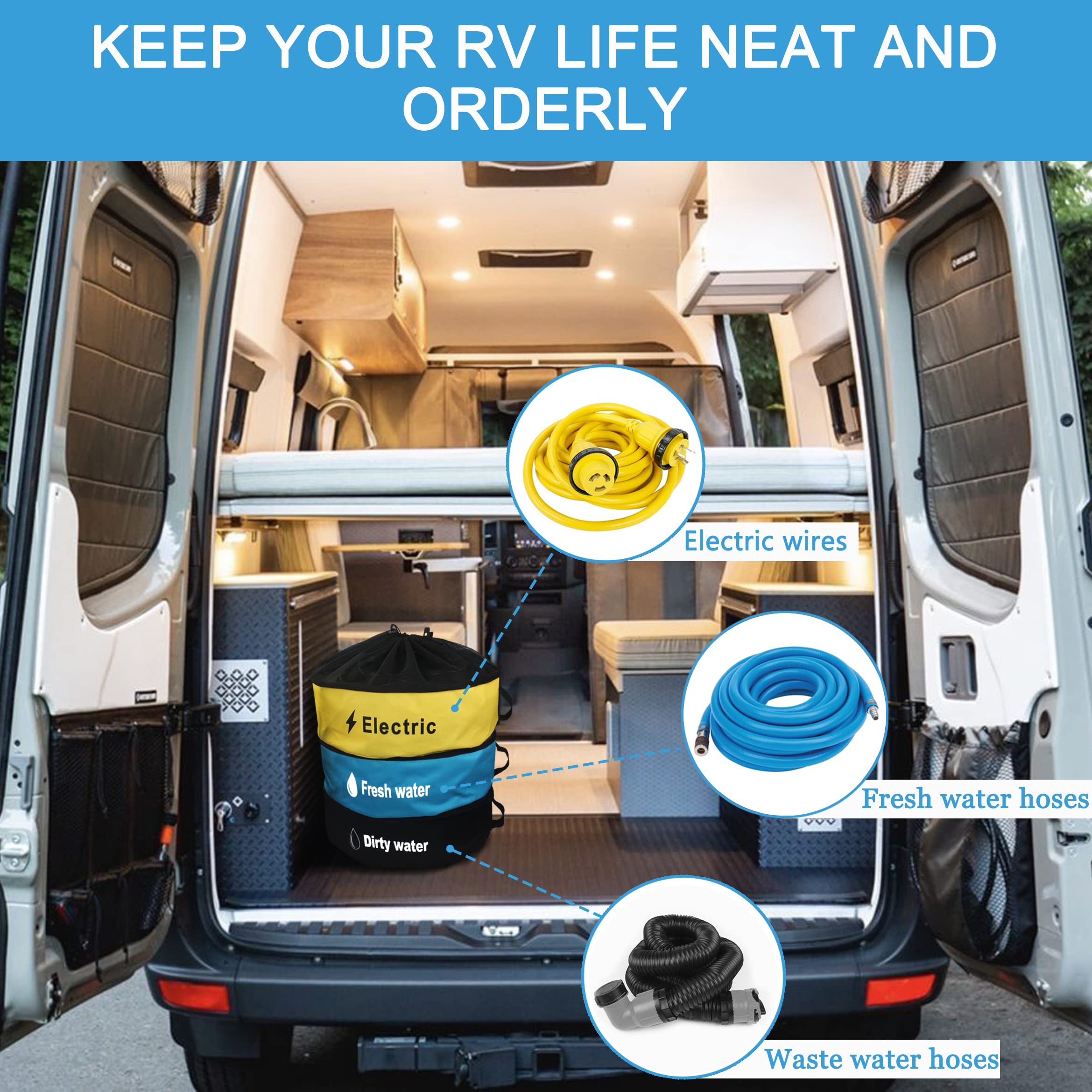 Inseknm Rv Hose Storage, 3-Pack Rv Hose Storage Bag With Waterproof Rv Hose Storage, Rv Accessories Bag, Rv Utility Bag, Rv Hose