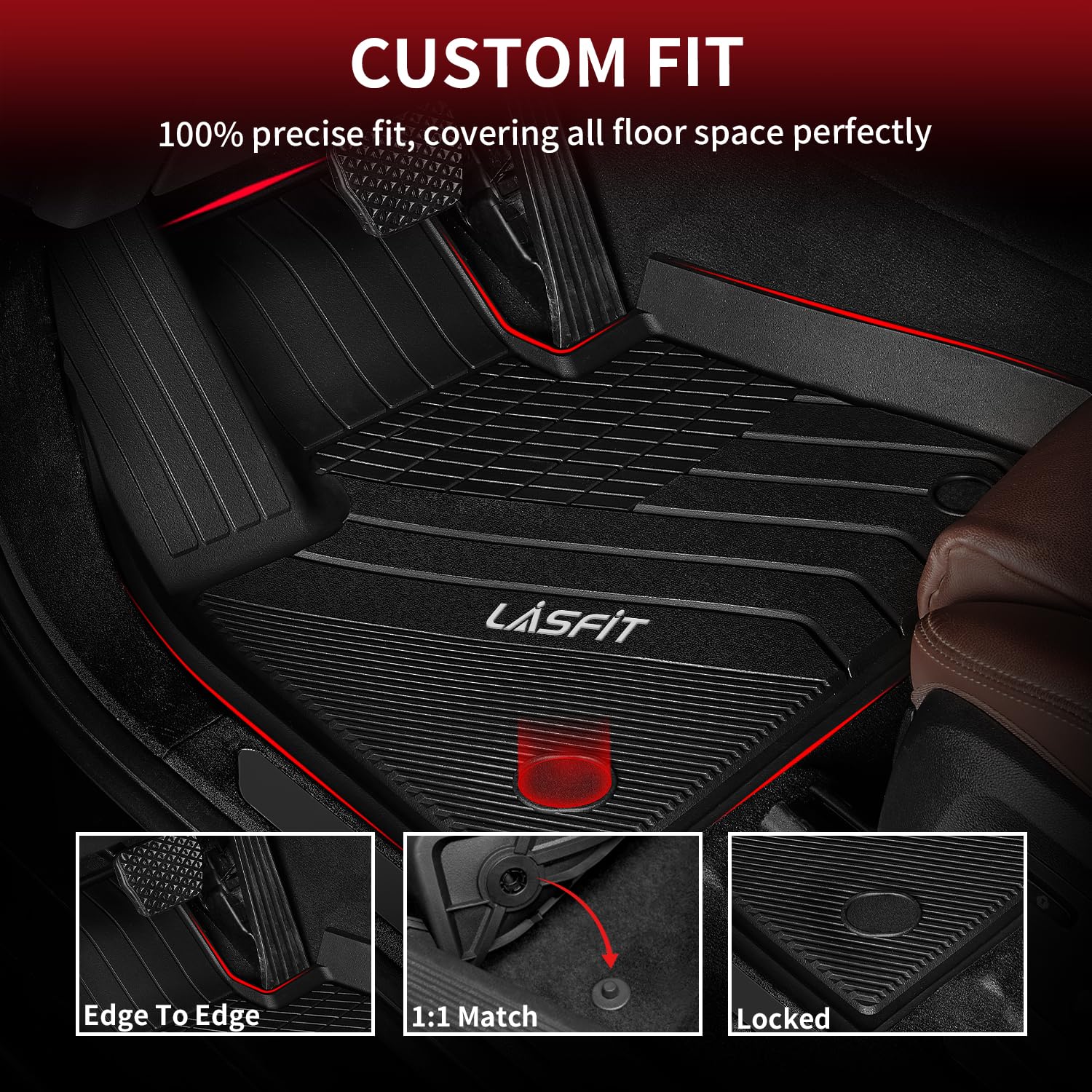 Lasfit Floor Mats Fit For Bmw X7 2019-2025 2026 7 Seaters, Custom Fit Tpe All Weather Waterproof Floor Mat Front & Rear Rows Car