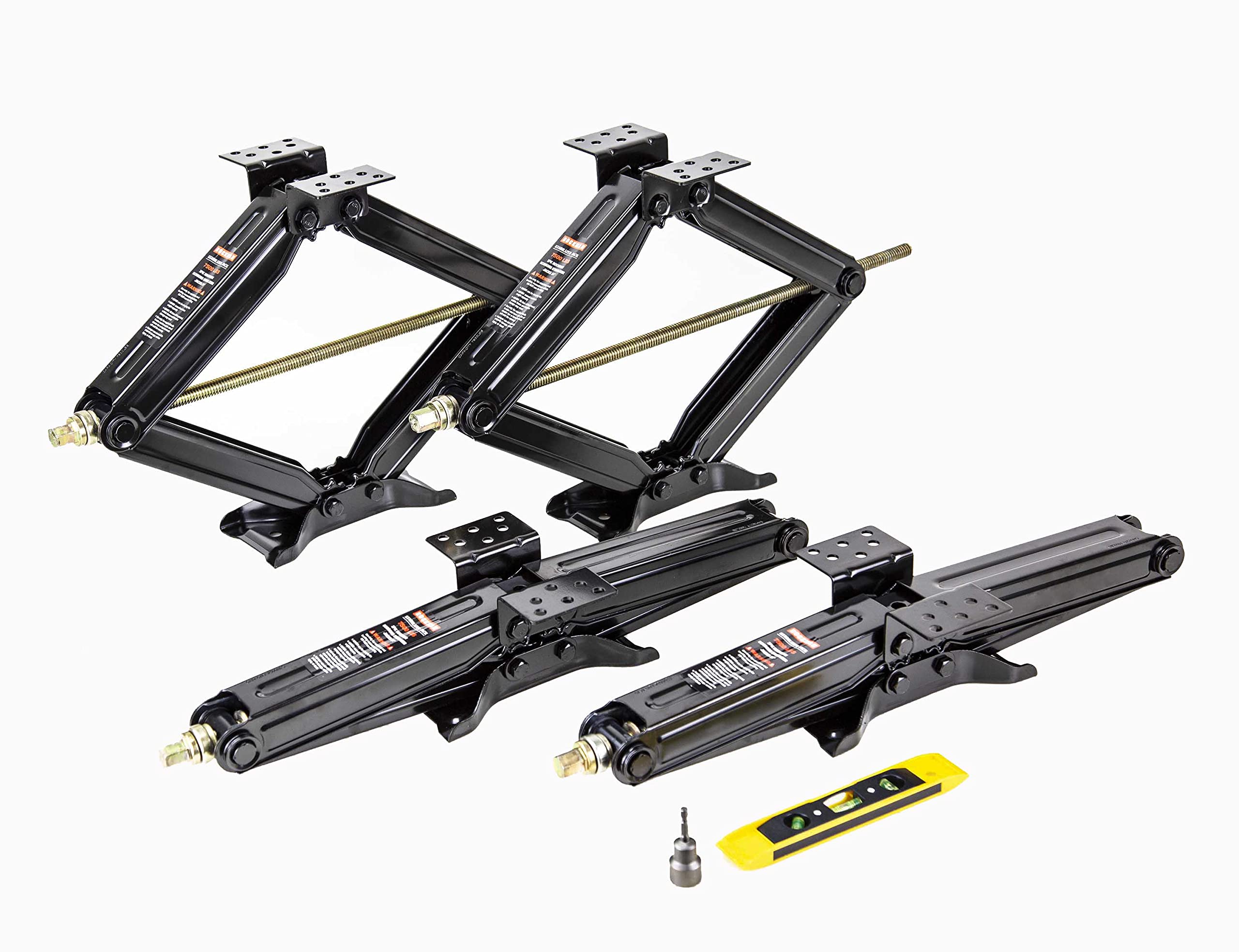 Rockman Rv Camper Trailer Stabilizer Leveling Scissor Jacks W/Socket & Level 24'' 7500Lbs Set 4