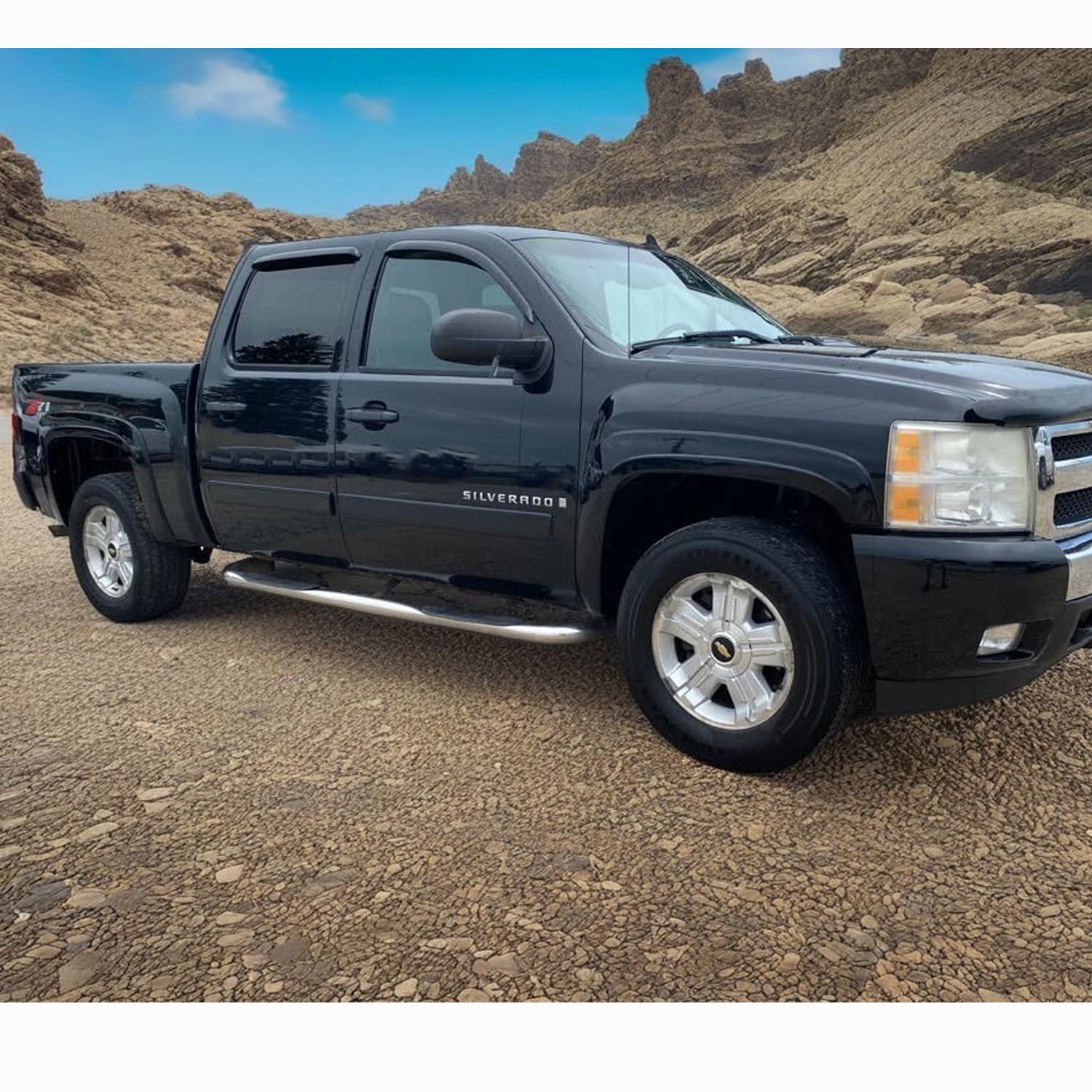 Window Visor Sun Shade Vent Deflector Rain Guard Compatible With 07-13 Silverado & Sierra 1500, 07-14 Silverado & Sierra 2500 Hd