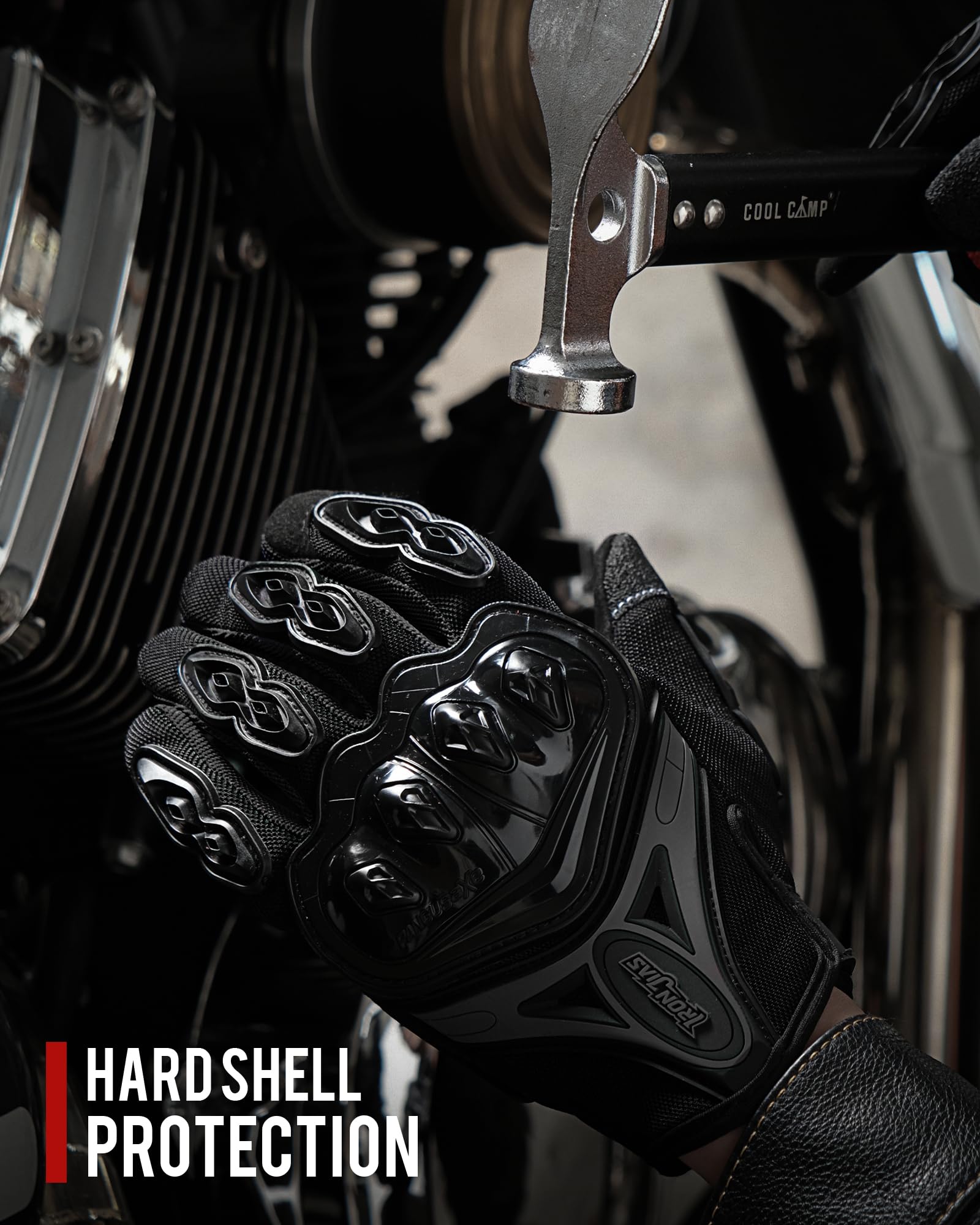 Iron Jia'S Motorcycle Gloves Full Finger Durable For Road Racing Bike Summer Spring Powersports Support Touch Screen Black-M