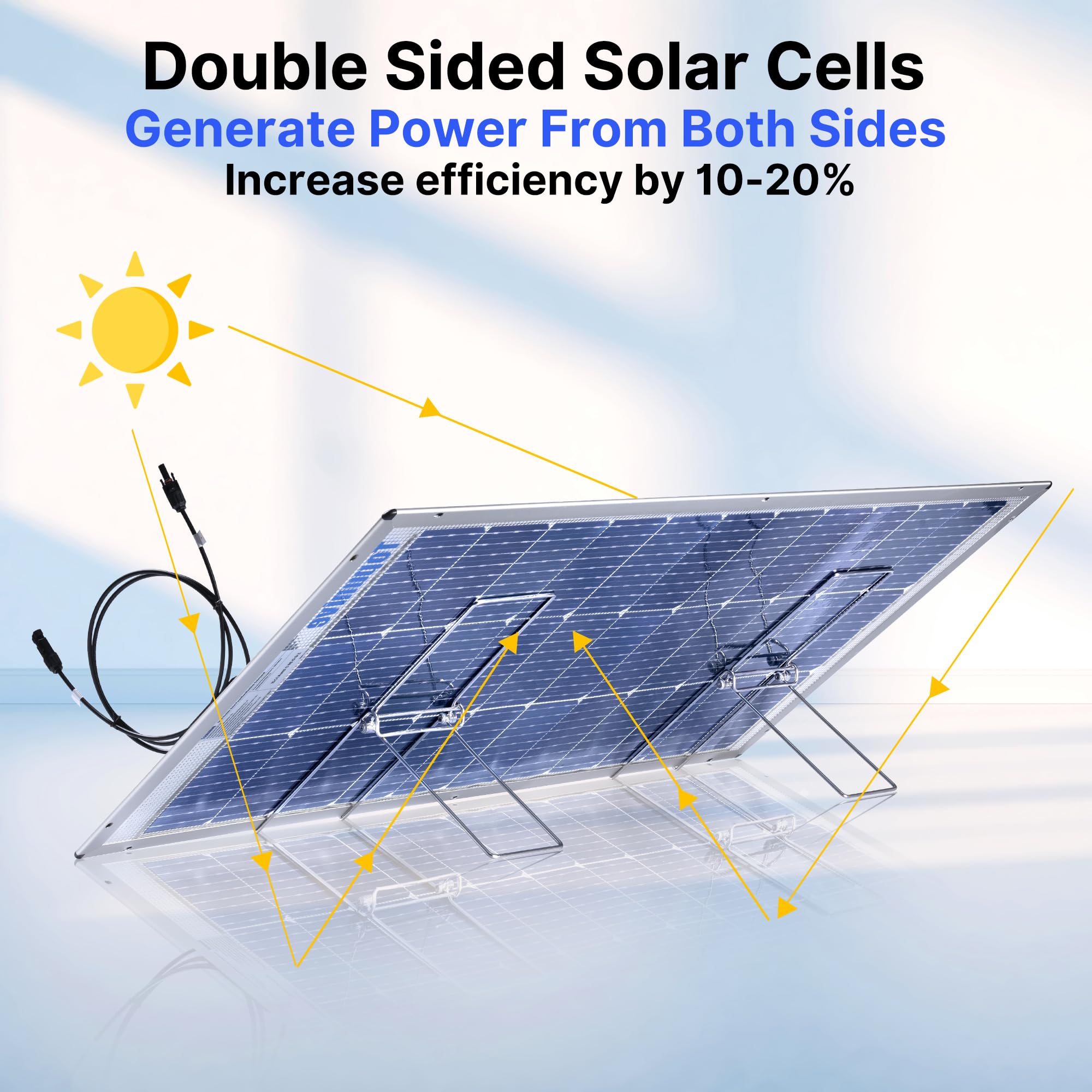 Topunive Bifacial 100W 12V Solar Panel 9Bb Monocrystalline Cell 12 Volt For Marine Rv Trailer Boat Cabin Van Car Uneven Surfaces 12V Battery Charge