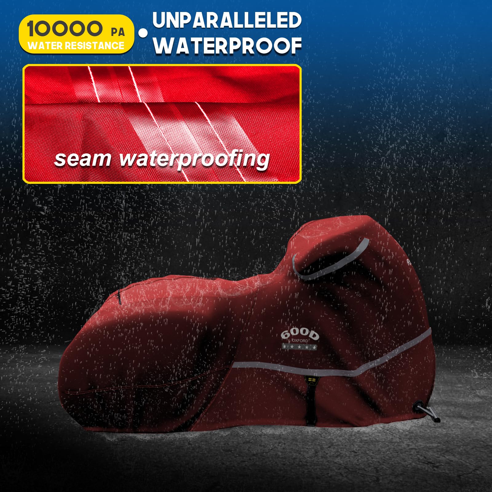 Rosefray Motorcycle Cover with Side Box Heavy Duty 600D Waterproof for Touring Models Harley Davidson Road King,Road Glide,Stree