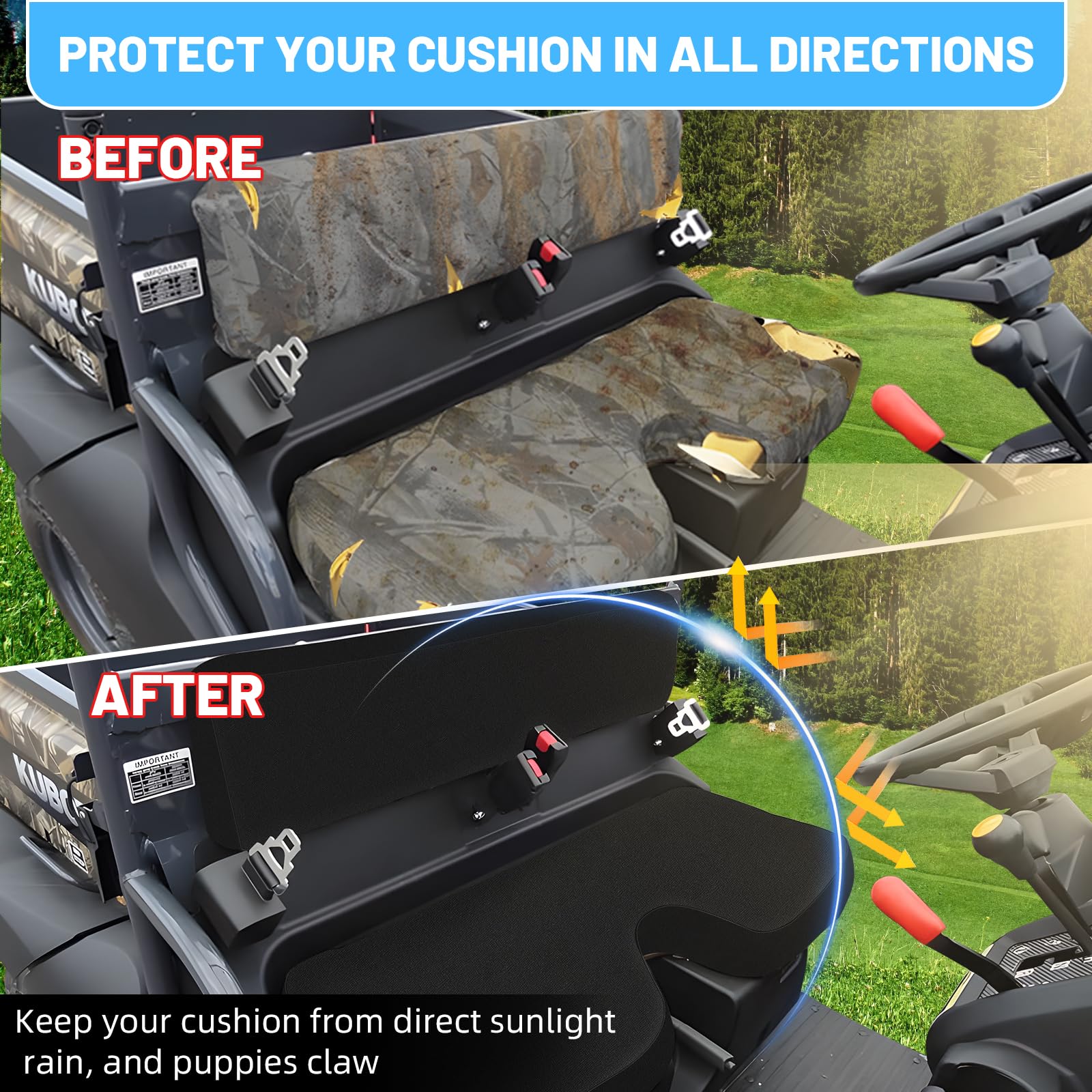 StarknightMT RTV Seat Cover Compatible with Kubota RTV 400 & RTV 500 UTV Seat Covers Waterproof Black Seat Cover