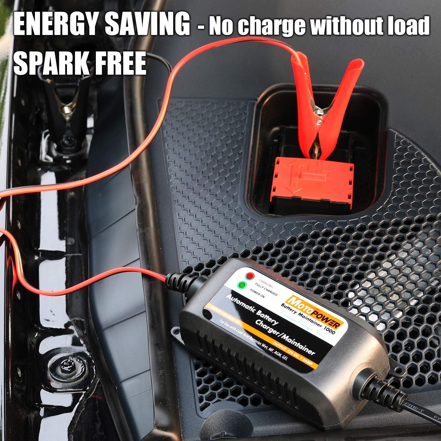 MOTOPOWER MP00206A 12V 1.5A Automatic Battery Charger & Maintainer for Cars, Motorcycles, RVs, ATVs, Boats - Smart & Eco-Friendly