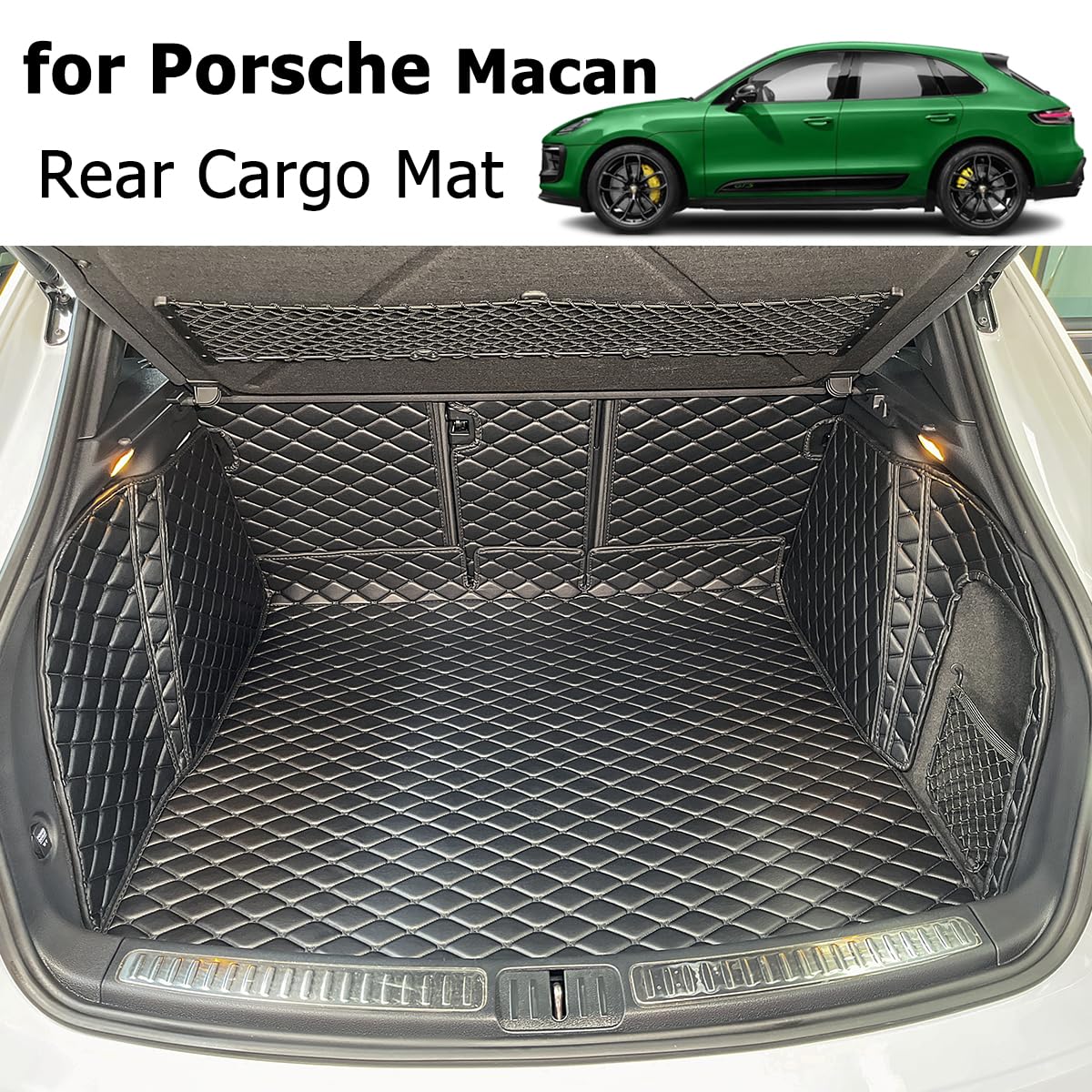 7Deekei For 2015-2024 Porsche Macan Trunk Mat And Rear Backrest Mat Cargo Liners All Weather Anti-Slip