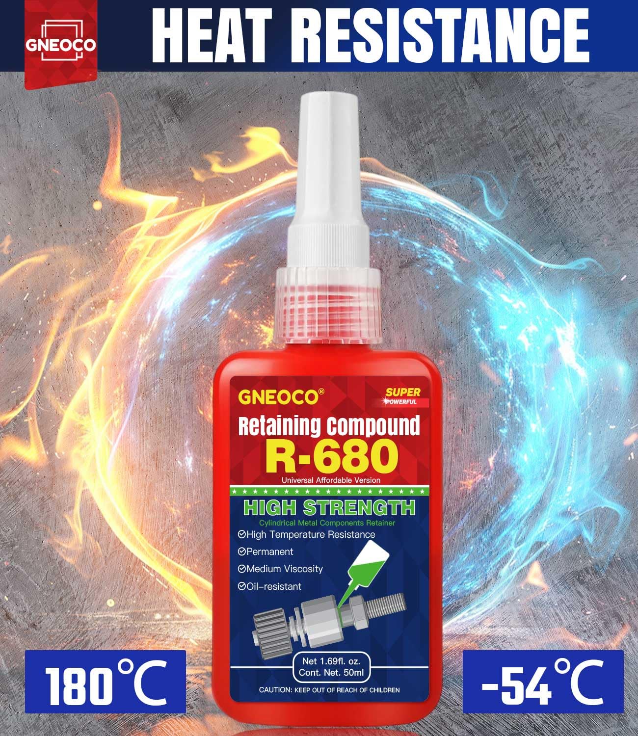 Threadlocker Green 680 1.69 Fl Oz/50 Ml, Thread Lock High Strength Lock Tight For Nuts, Bolts, Fasteners And Metals, Anaerobic C