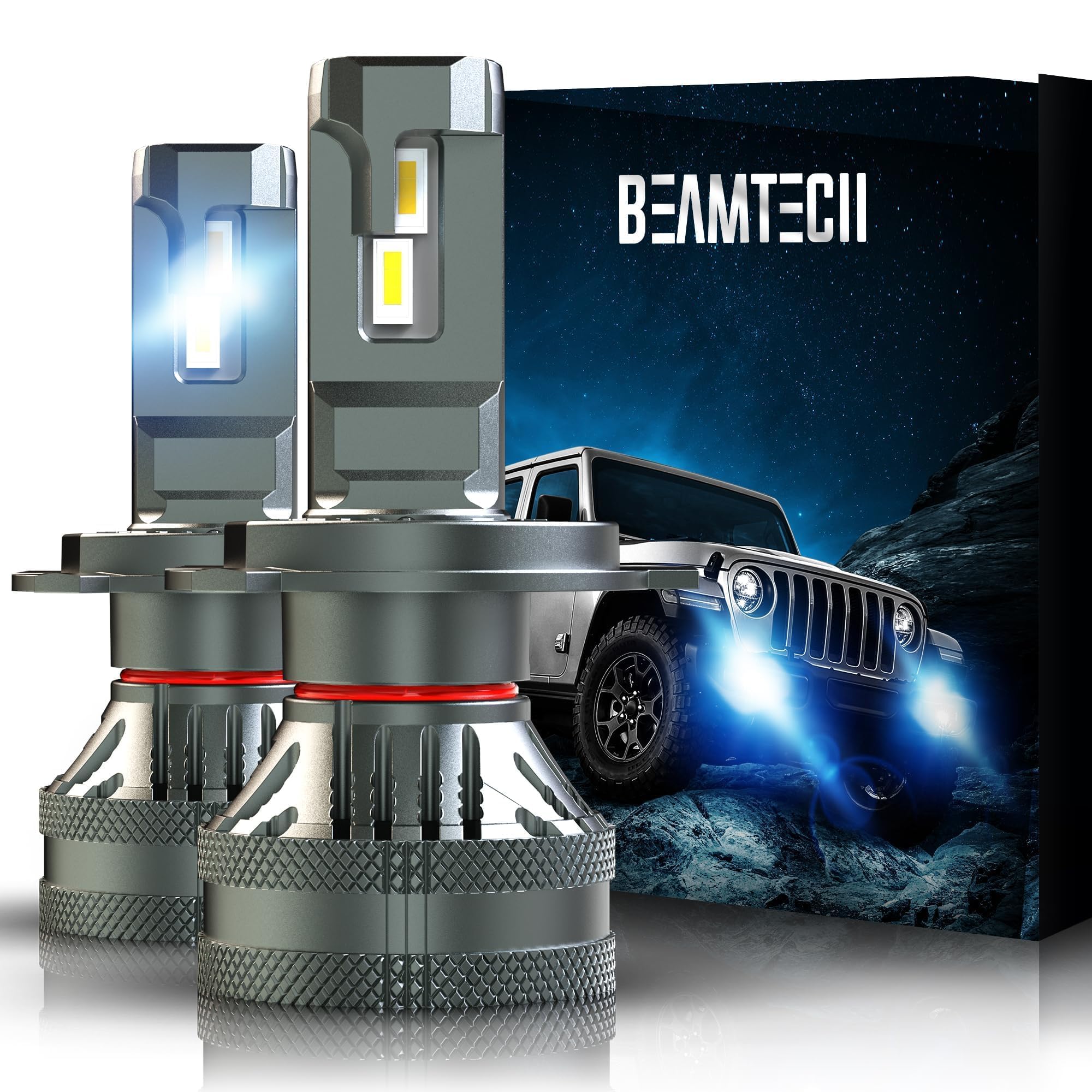 Beamtech H4 Fog Light Bulb, 9003 G-Xp Chips Canbus Ready 600% Brighter High Power 6500K Xenon White 360 Degree Lighting Plug N P
