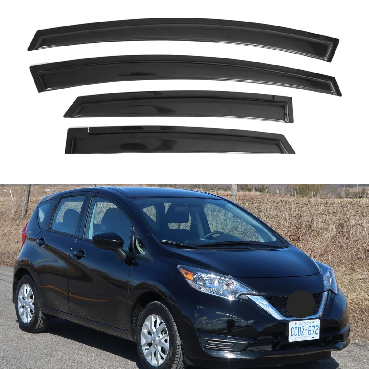 Ig Window Visor For Nissan Versa Note Hatchback 2014-2019, Rain Guard Tape-On Extra Durable Sun Wind Side Vent Window Deflector,
