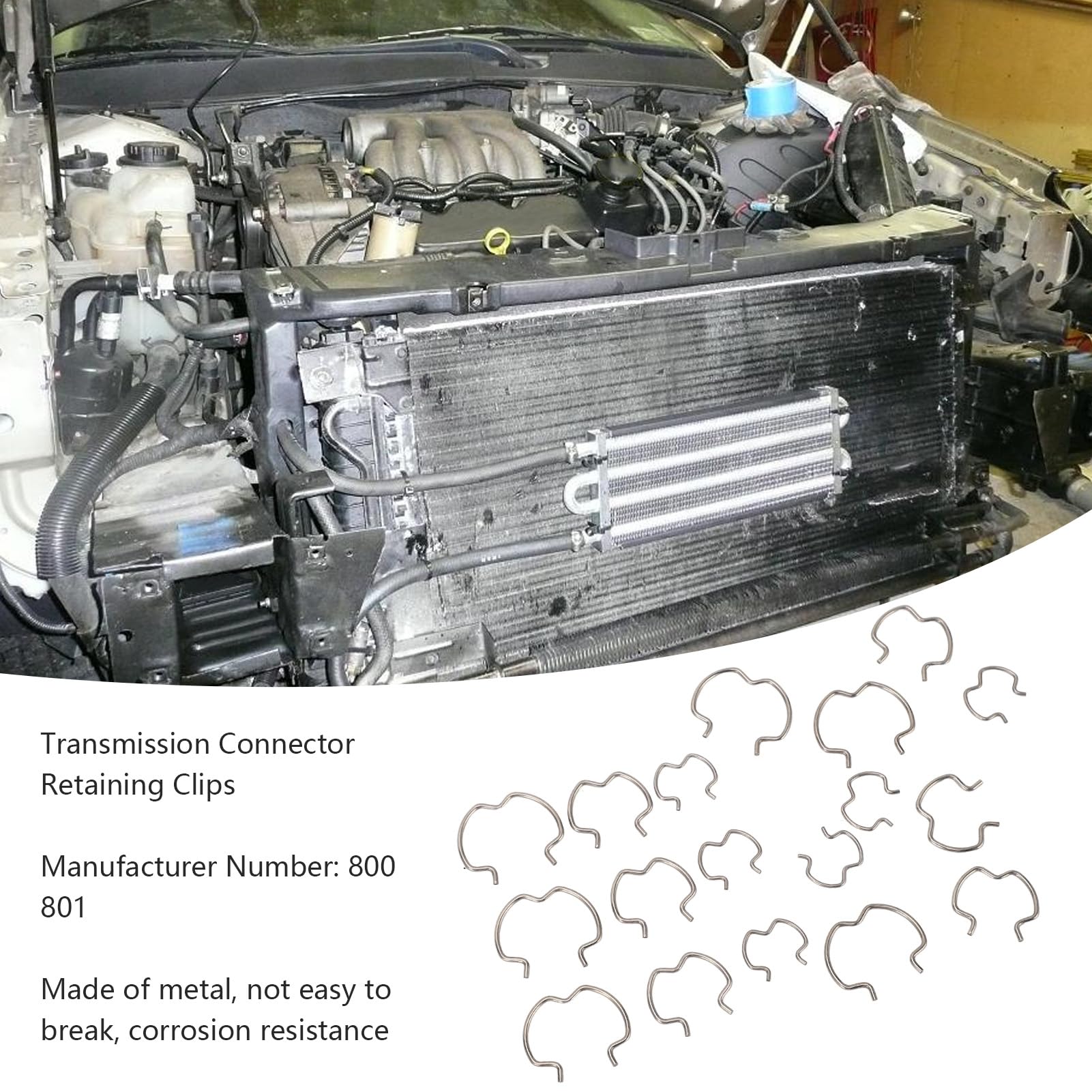 18Pcs Transmission Cooler Line Clips 800 801 For Secure Fitting, Universal 3/8', 1/2', 5/8' Metal Quick Connector Clips, Easy Installation, Durable & Erosion-Resistant