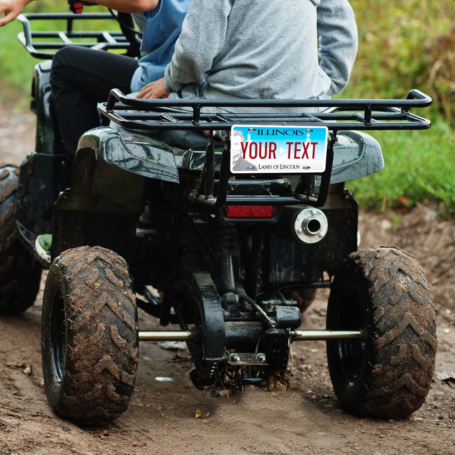 Custom Illinois, Mini License Plate, Personalized 50 States Fake License Plate For Front Of Car Sign, 3X6 Inches, Rust Free .040 Aluminum, Fade Resistant, Made In The Usa By Sigo Signs,
