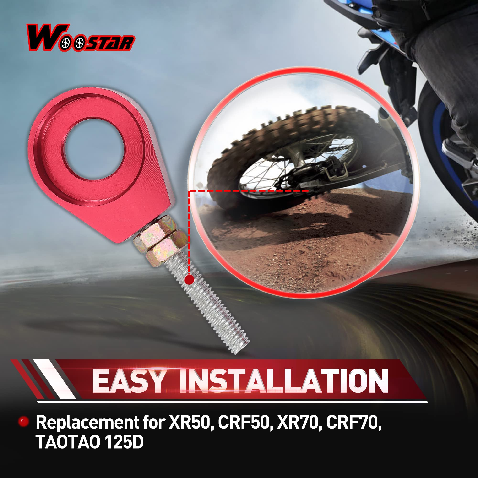 Woostar 15Mm Motorcycle Chain Adjuster Tensioner Replacement For 110Cc 125Cc Lifan Yx Ssr Coolster Sdg Thumpstar Chinese Dirt Pi