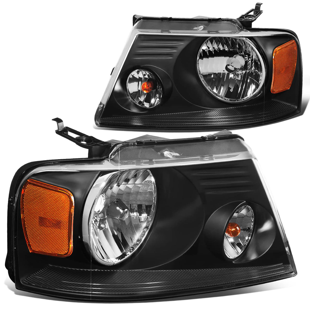 Dna Motoring Hl-Oh-F1504-Bk-Am Black Amber Headlights Replacement Compatible With 04-08 F-150/06-08 Mark Lt