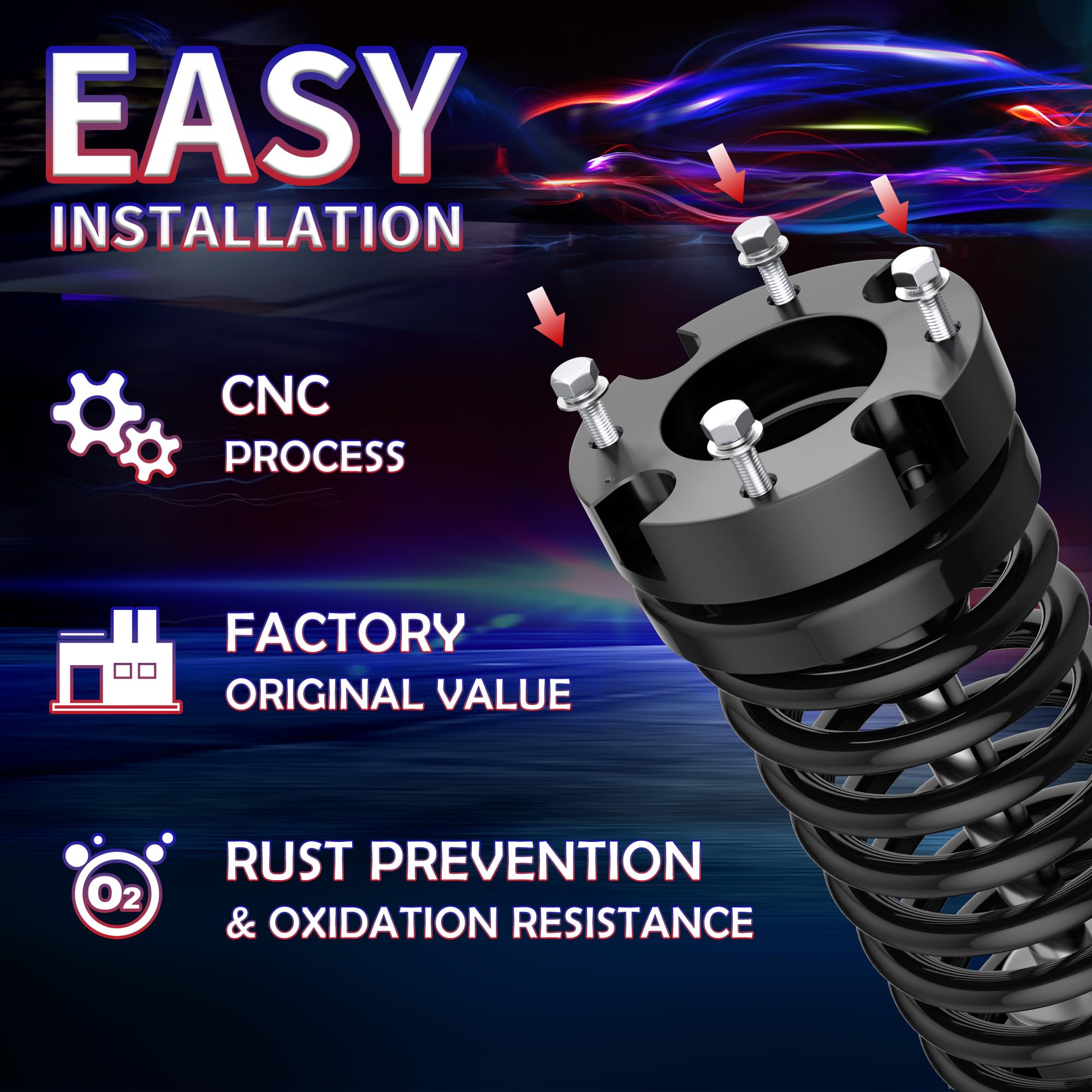 3 Inch Leveling Lift Kit Compatible With 2007-2021 Tundra 2007-2021 Sequoia 2Wd/4Wd, Leveling Lift Kit Fit For Tundra Sequoia Fo