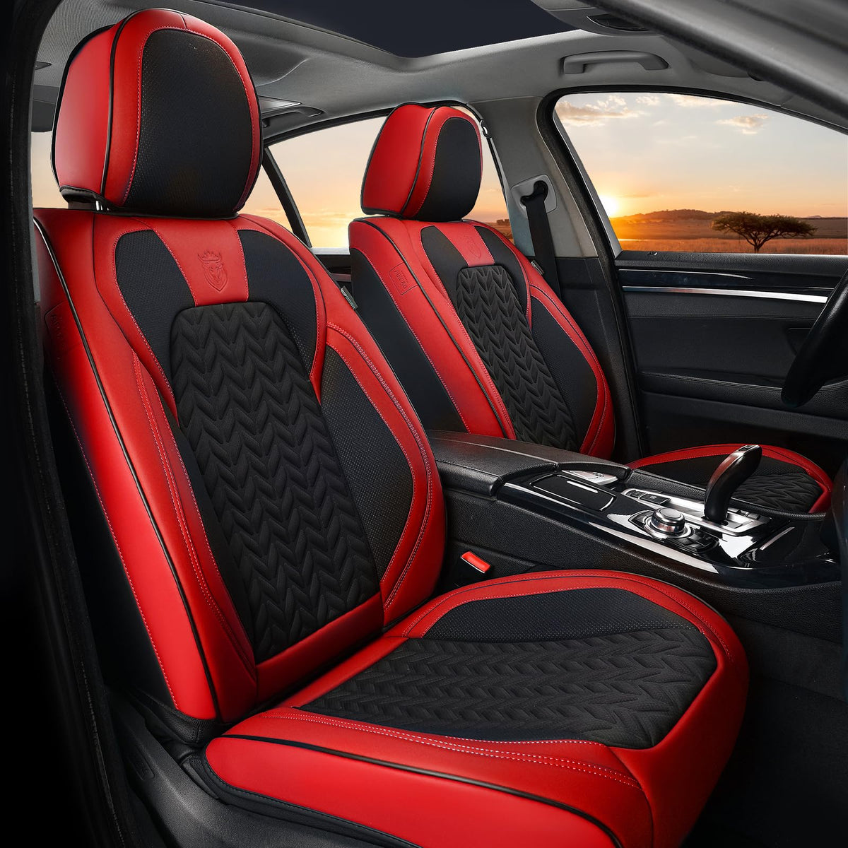 Coverado Seat Covers Full Set, 5 Seats Car Seat Protector, Seat Covers For Cars, Breathable Faux Leather Car Seat Cushion, Seat