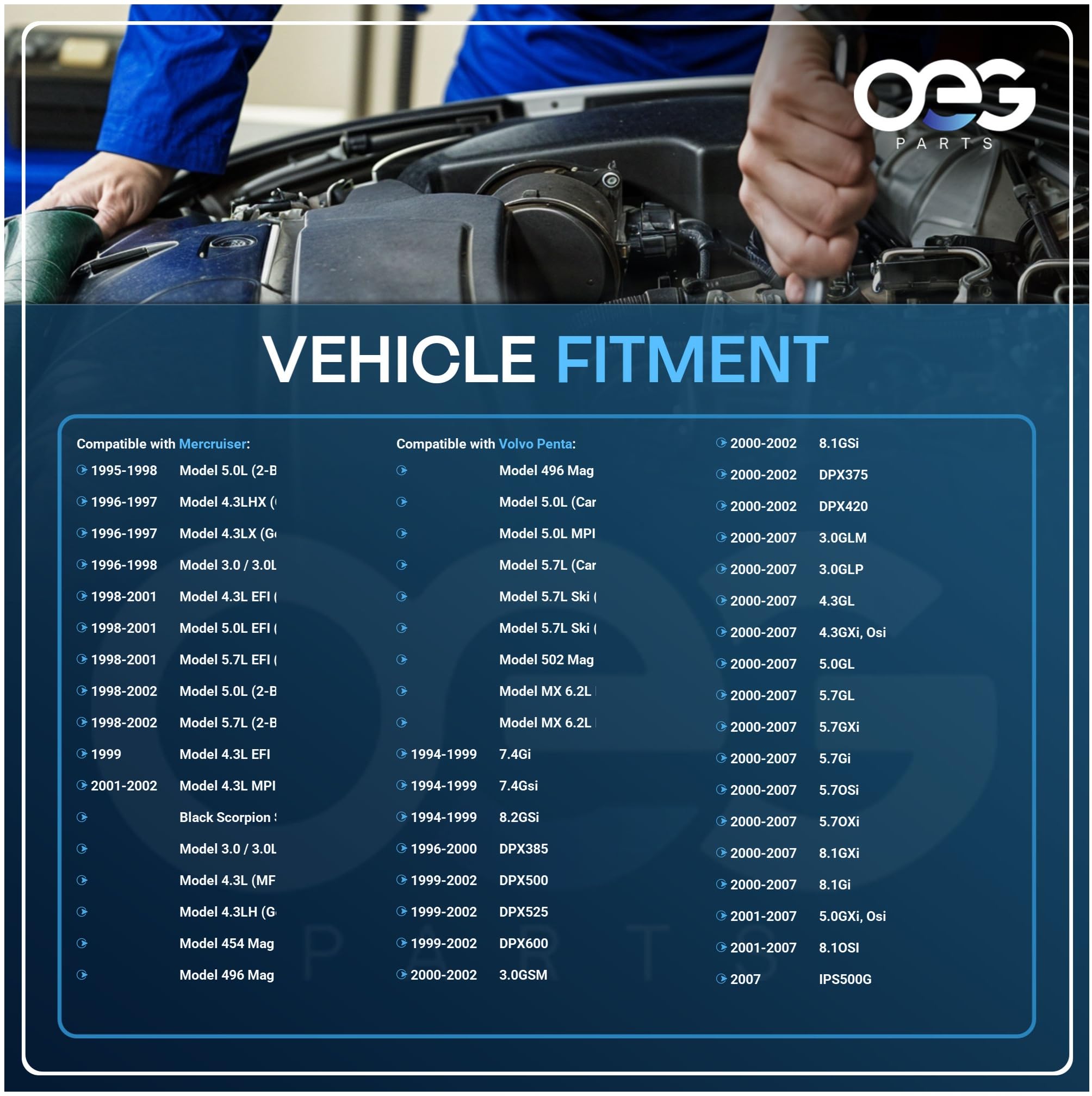 Oeg Parts New Starter Saej1171 Compatible With 1996-2007 Mercruiser & Compatible With Volvo Penta V6 V8 Engines Upgrades Oem Delco & Mando 863007A1 50-863007A1