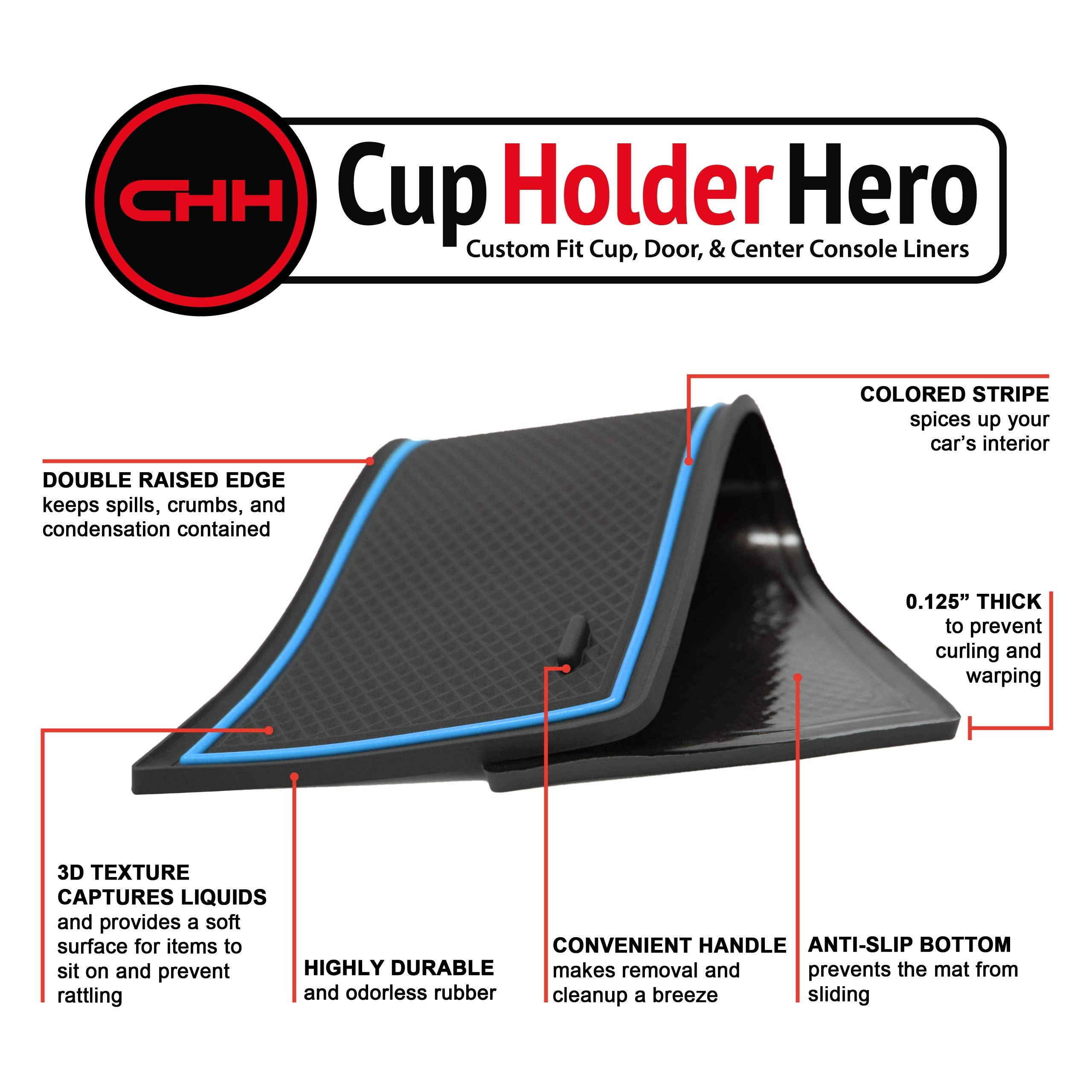 Cupholderhero Fits Chevy Camaro Accessories 2010-2022 Premium Custom Interior Non-Slip Anti Dust Cup Holder Inserts, Center Cons