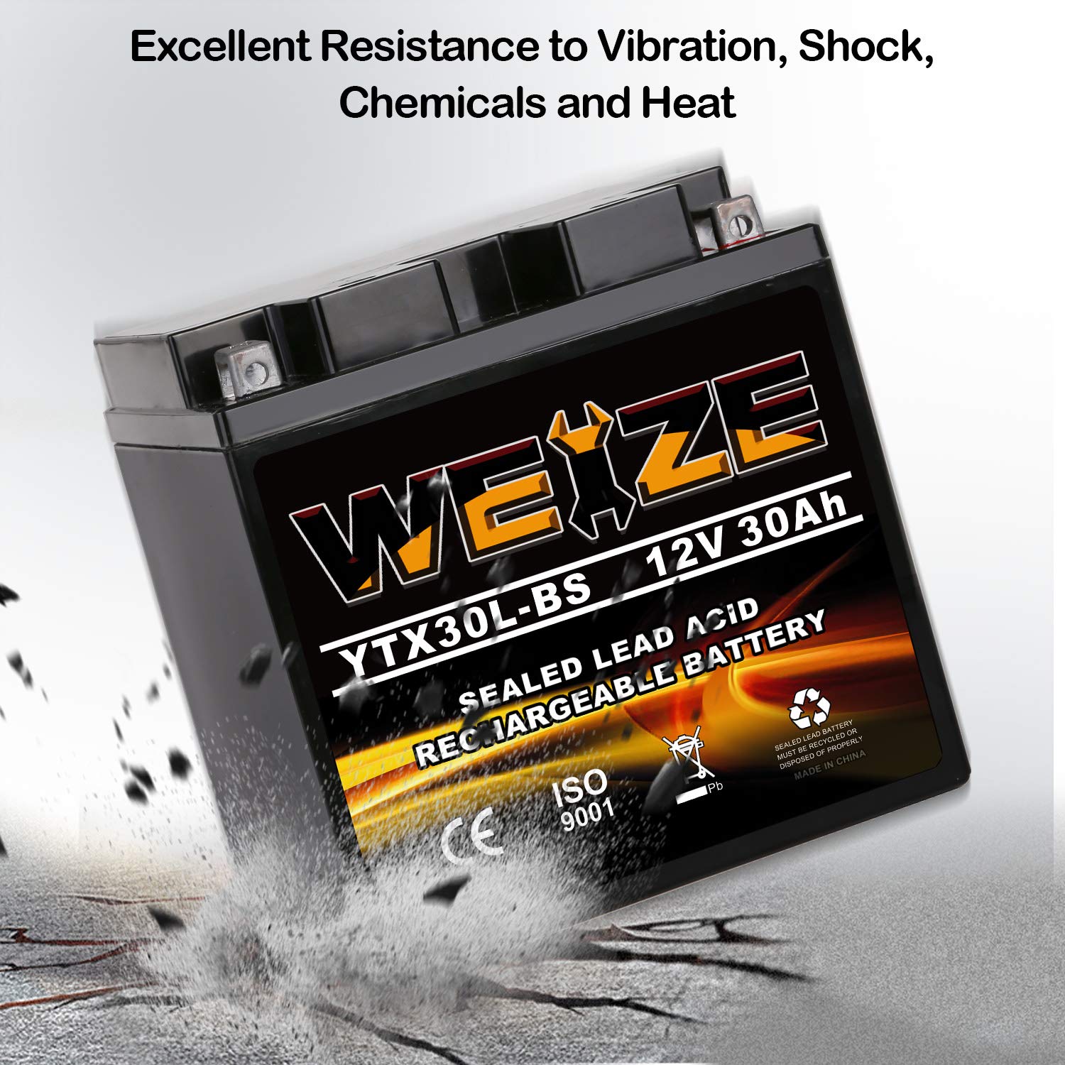 Weize Ytx30L-Bs Battery Replacement Yuasa Yix30L Motorcycle Battery - Factory Sealed - Maintenance Free - High Performance Etx30