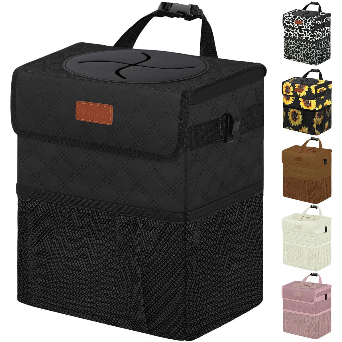 Vankor Car Trash Can For Car Cute, Car Trash Bag Bin Hanging Waterproof Automotive Car Garbage Cans Leak Proof Vehicle Trash Can