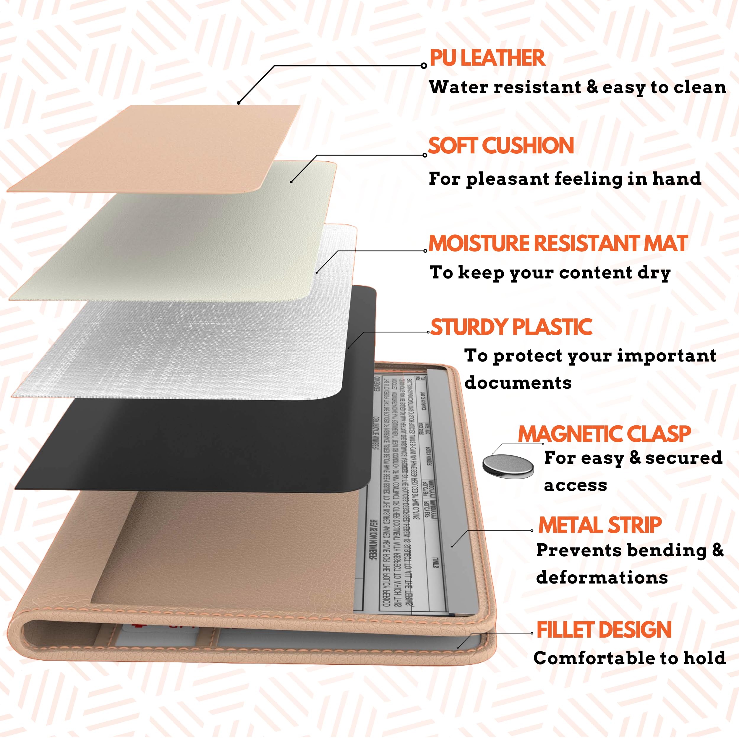 Moto4X Premium Leather Magnetic Shut Car Registration & Insurance Card Holder, Glove Box Organizer For License, Cards & Document