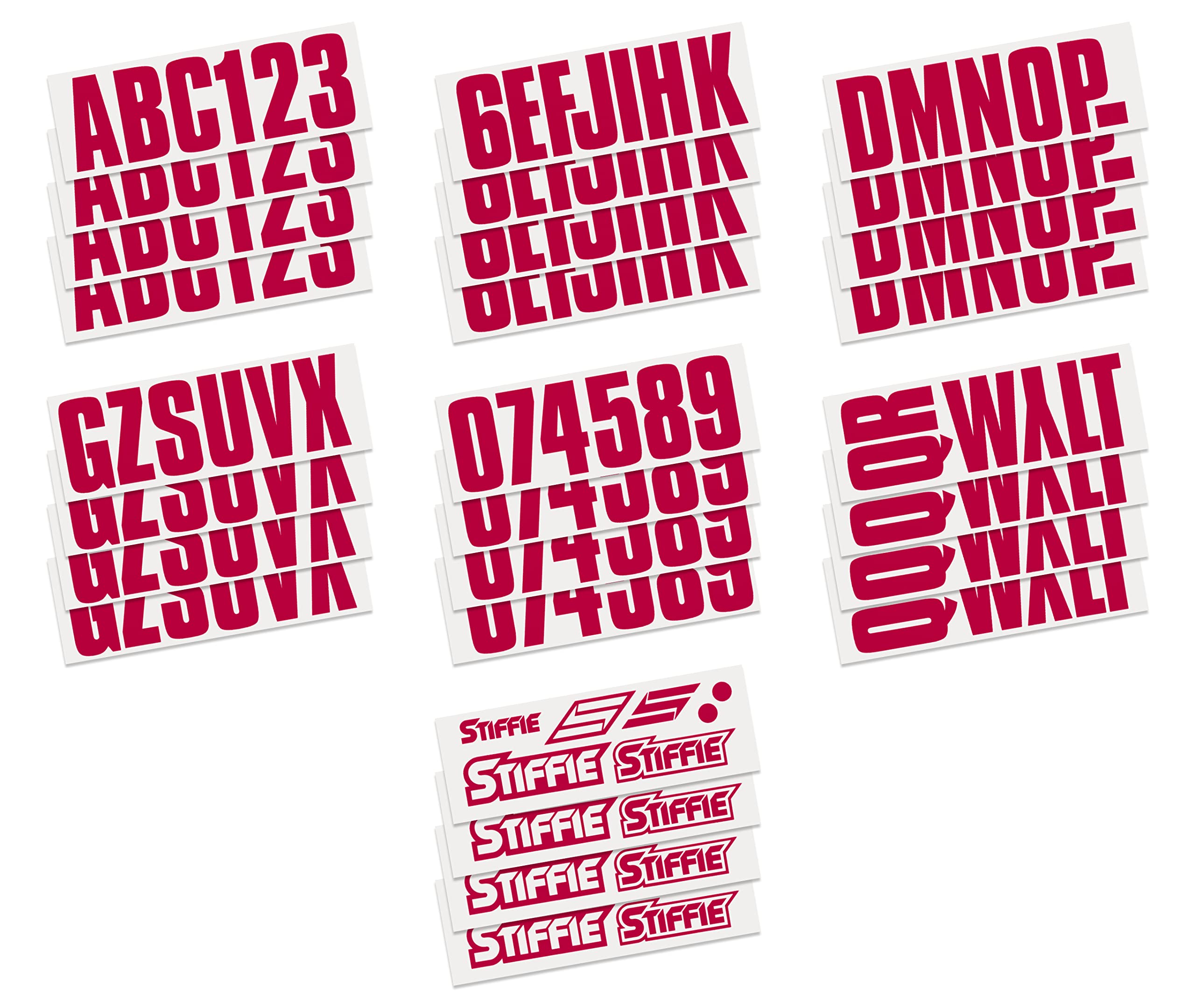 Stiffie Uniline Burgundy 3'' Boat & Pwc Registration Decals  Numbers Letters Stickers