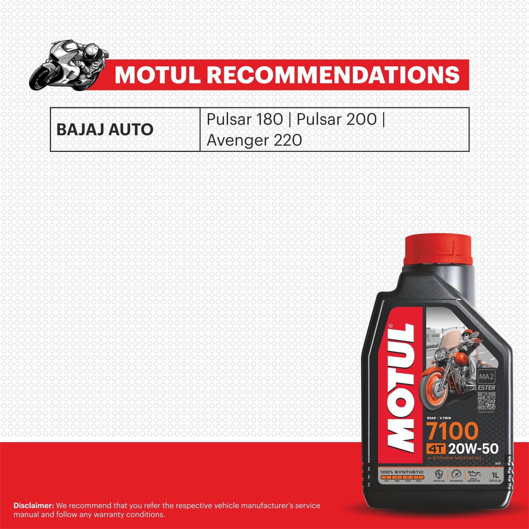 Motul 7100 20W50 100% Synthetic 1-Liter