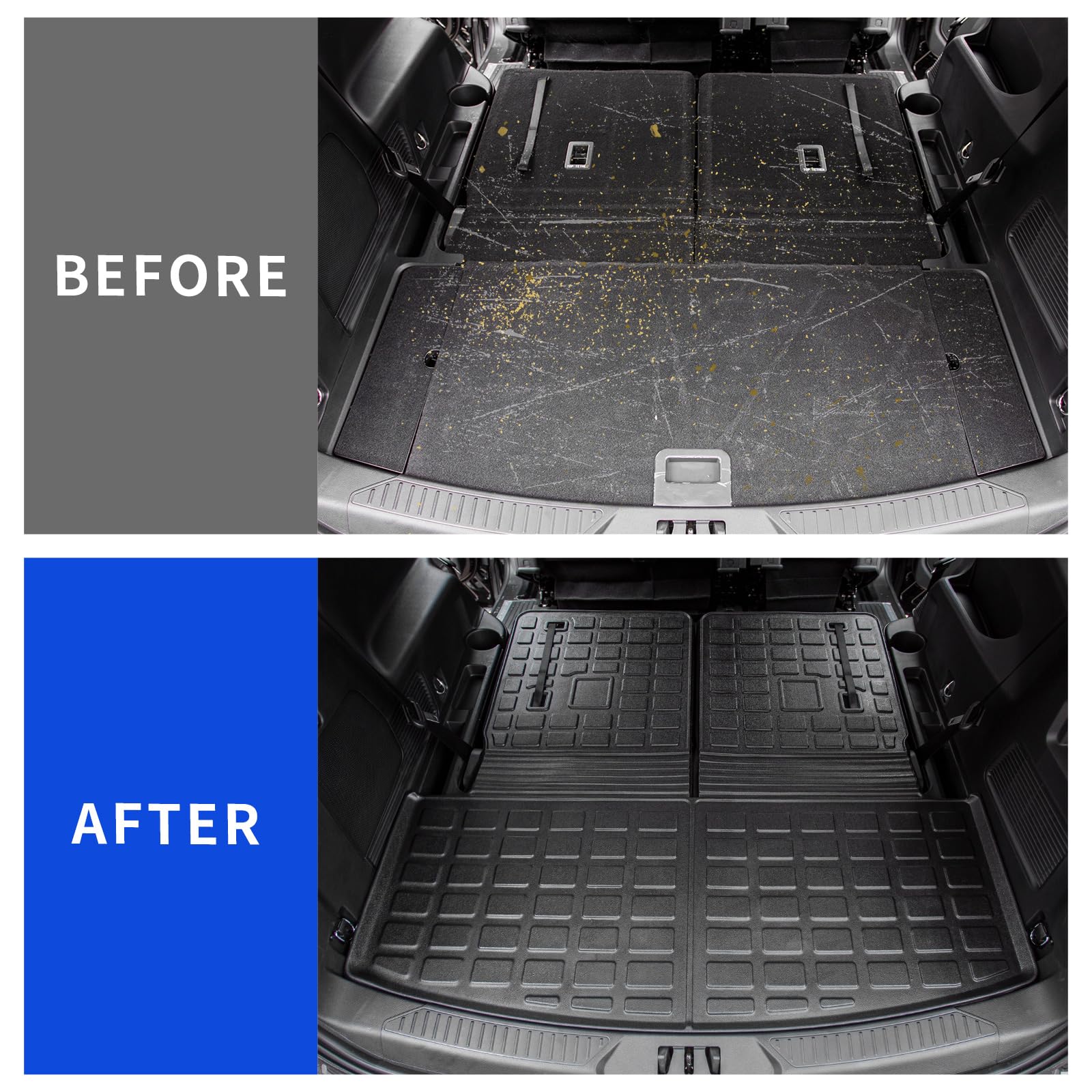 Rongtaod Floor Mats Compatible With 2020-2025 Ford Explorer 6 Seats Captain Chairs Trunk Liner Cargo Liner Cargo Mat Back Seat C