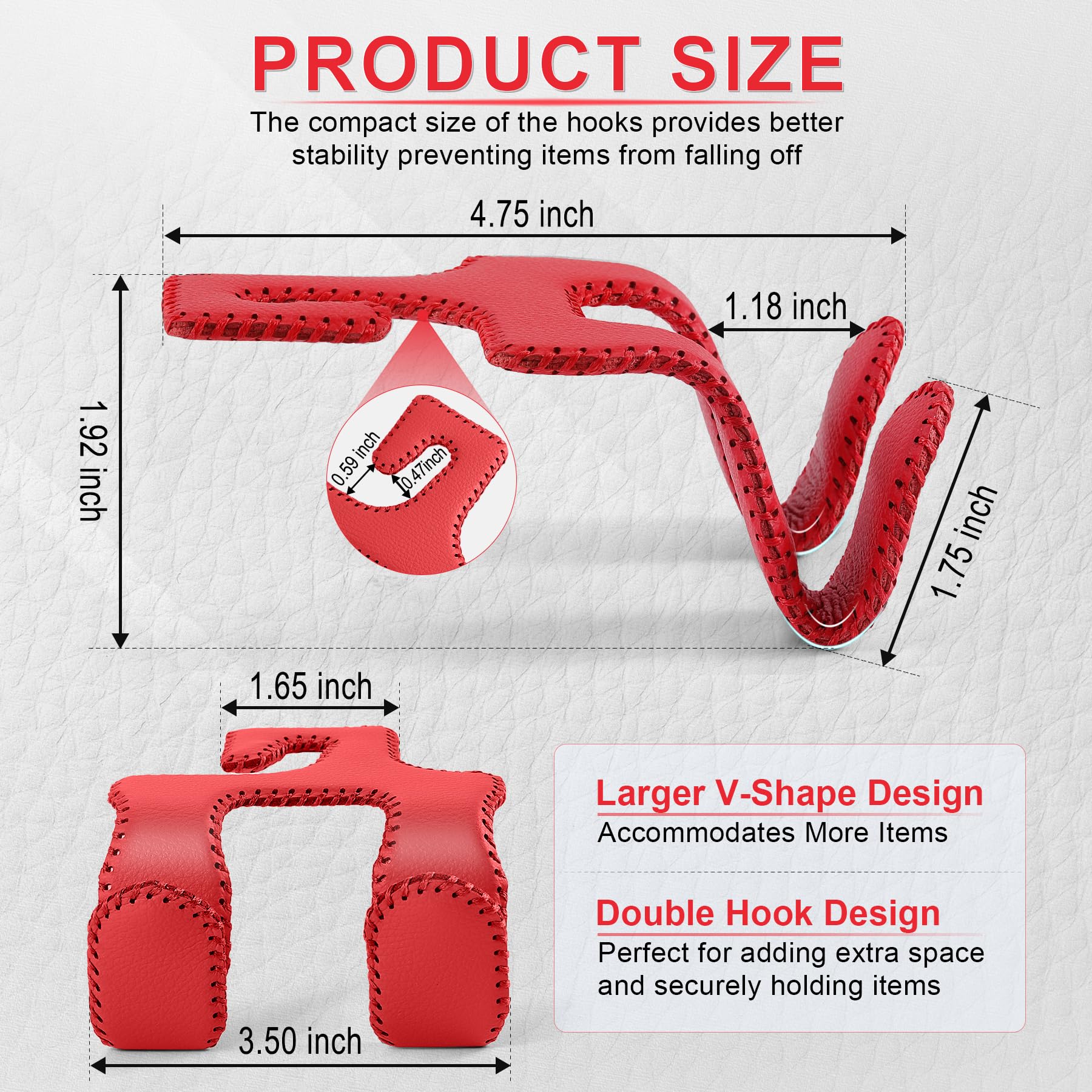 Livtee Upgraded Superior Leather Car Seat Back Headrest Hook, 2 In 1 Auto Seat Hook Hangers Holder Organization Interior Accesso