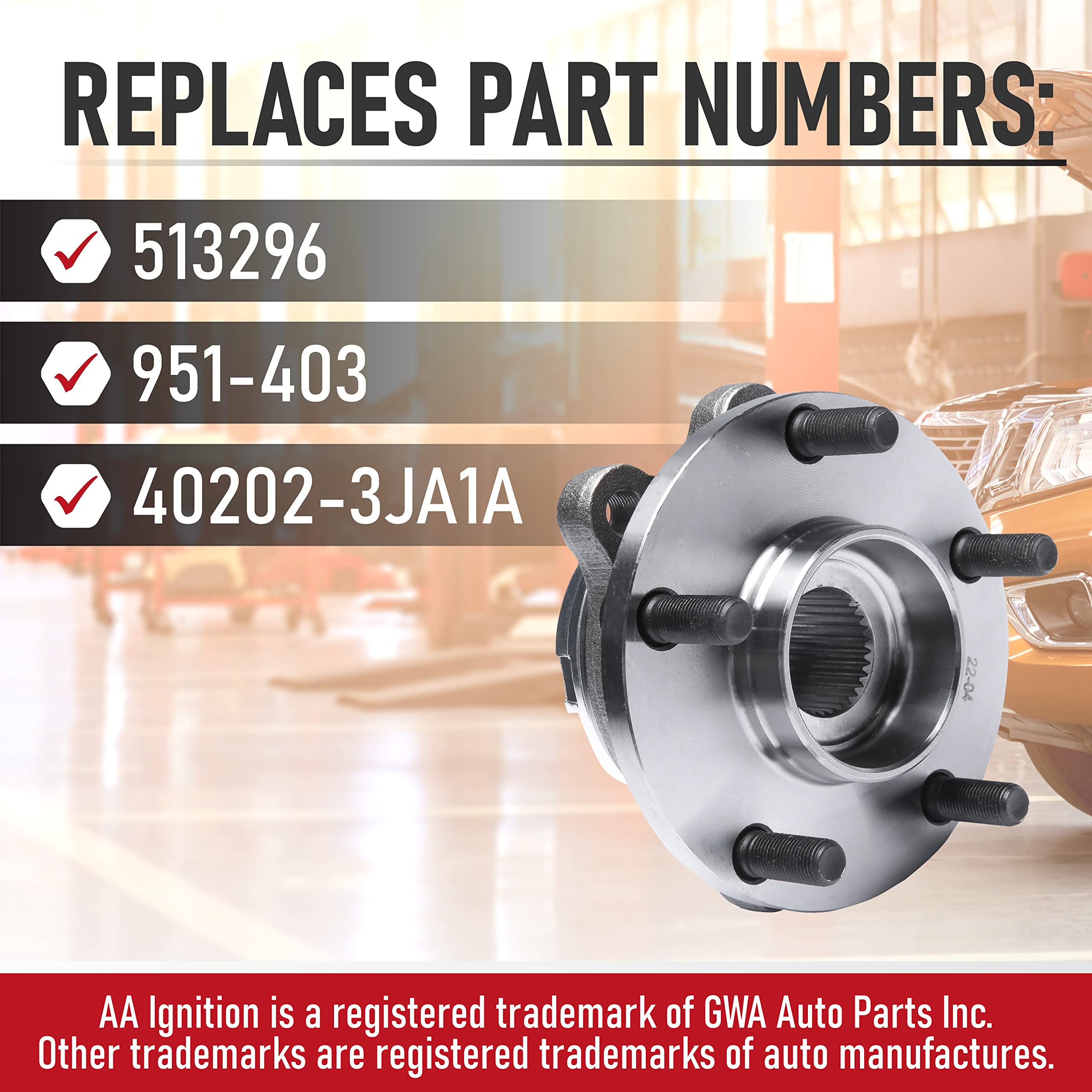 Replacement Front Wheel Hub Bearing Assembly - Compatible With Infiniti & Nissan Vehicles - Jx35, Qx60, Altima, Maxima, Maxima,P