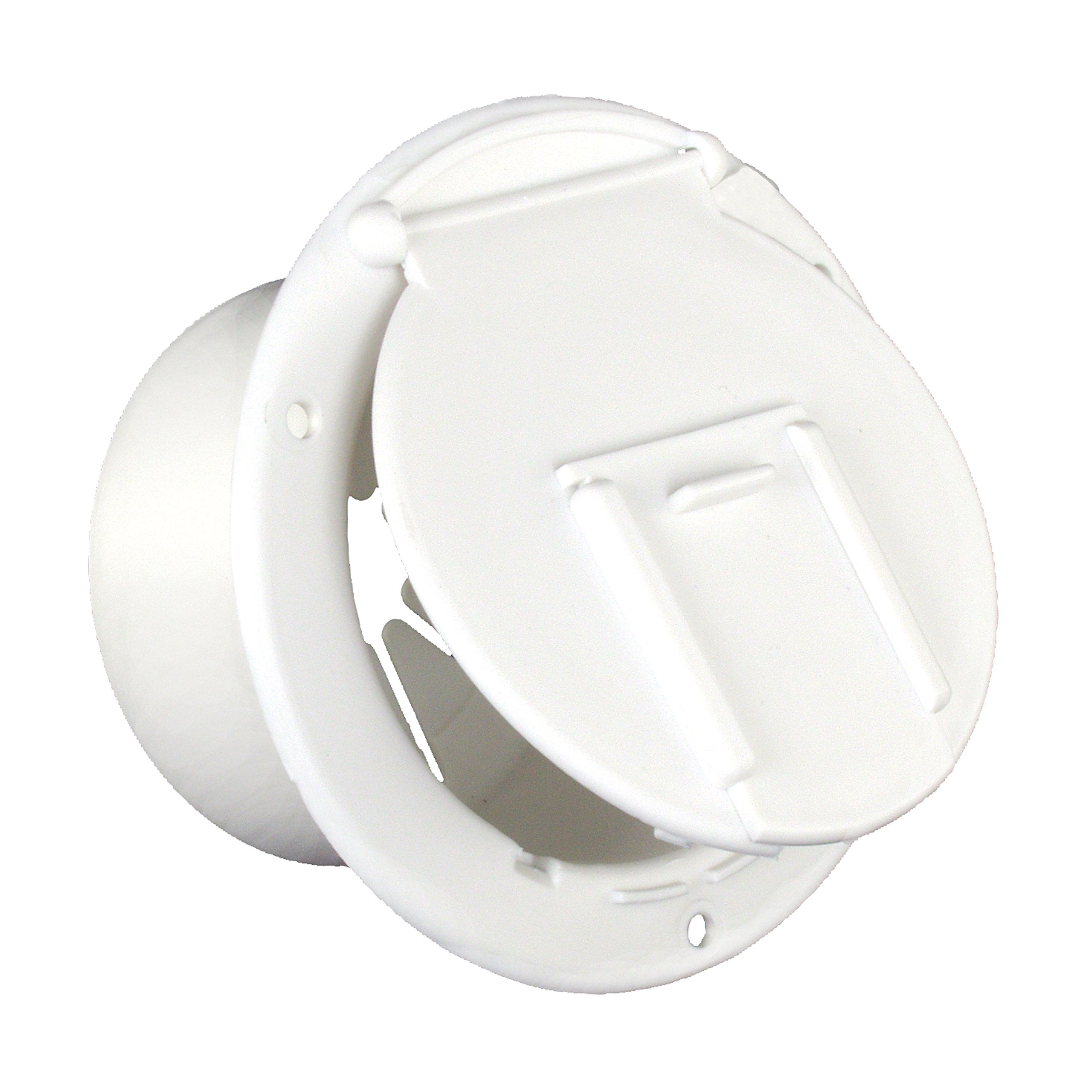 JR Products 3702A Polar White Round Electric Cable Hatch with Back