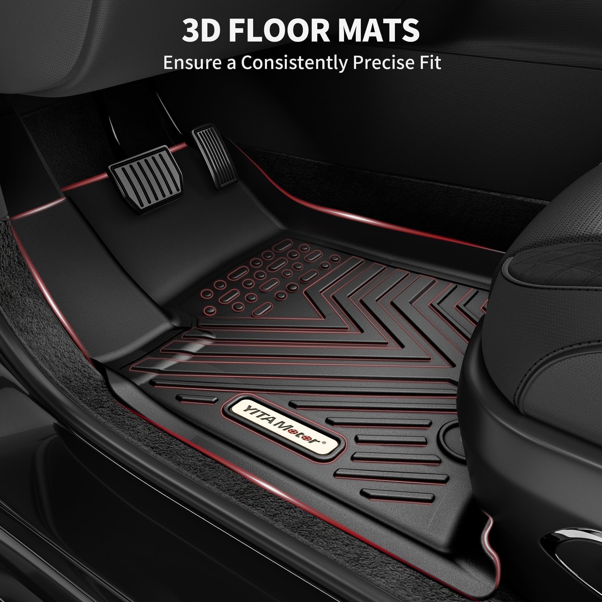 Yitamotor Floor Mats & Cargo Liner Fit For 2018-2025 Chevrolet Traverse 7 Seats, Custom Fit All-Weather Tpe Rubber Car Mats Line