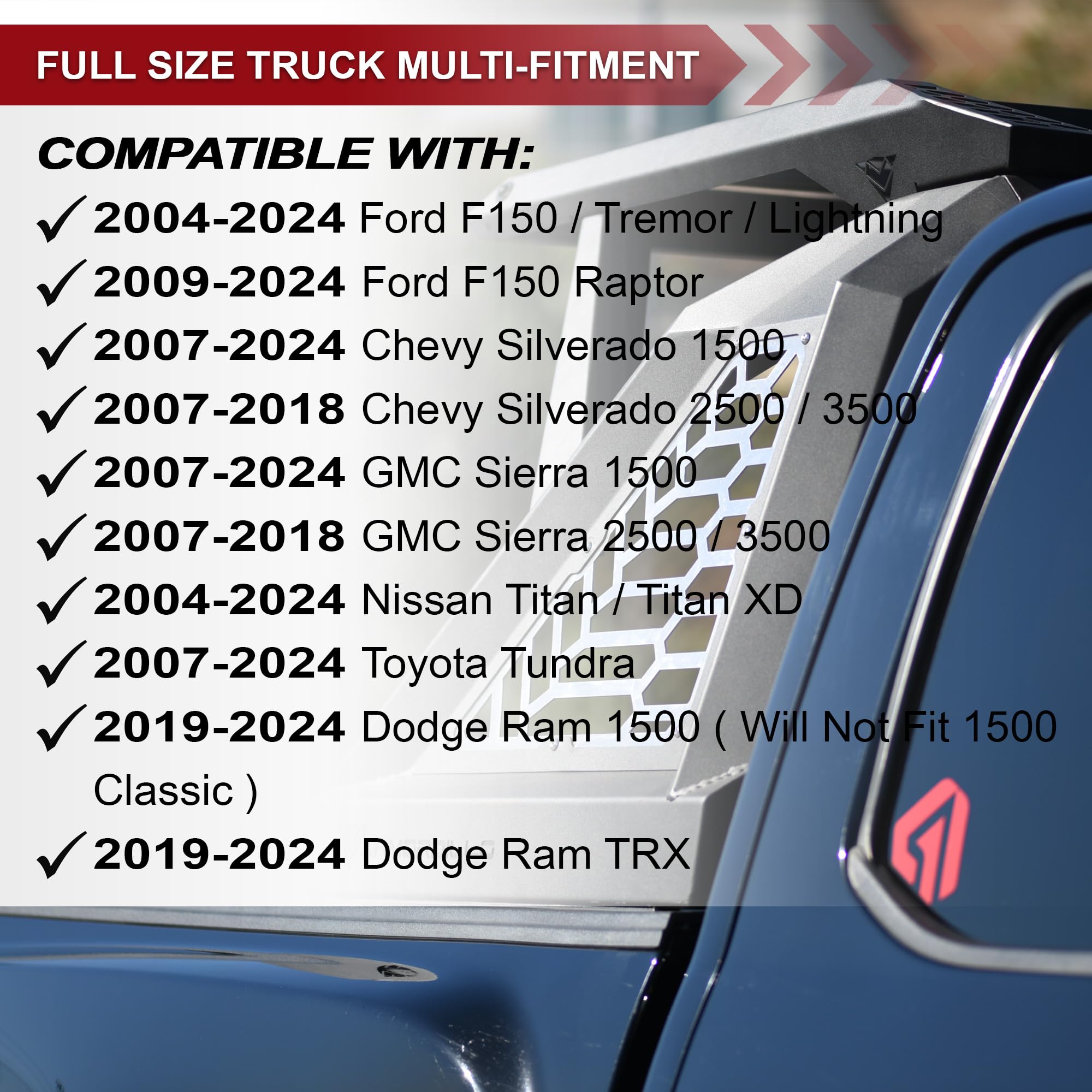 Armordillo Crx Roll Bar Chase Rack For 1/2 Ton Full Size Trucks|With Cargo Basket|2X Led Light Lamps|04-24 F150 F-150|07-18 Silv