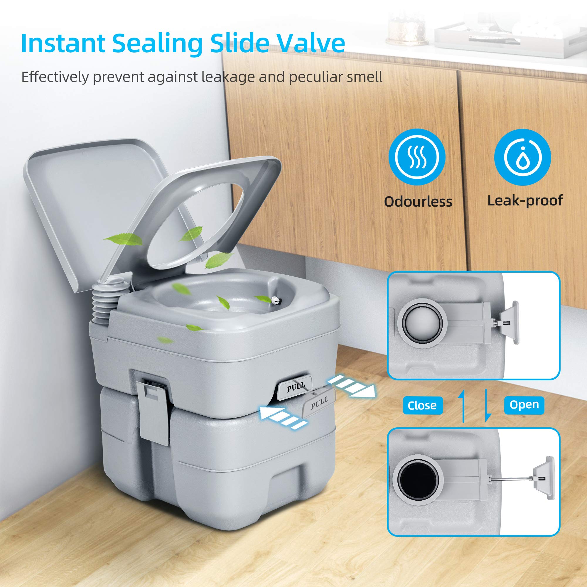 YITAHOME Portable Toilet 5.3 Gallon RV Potty, Detachable Tank, Gray, Model Toilet-0003, Ideal for Camping, Boating, Hiking