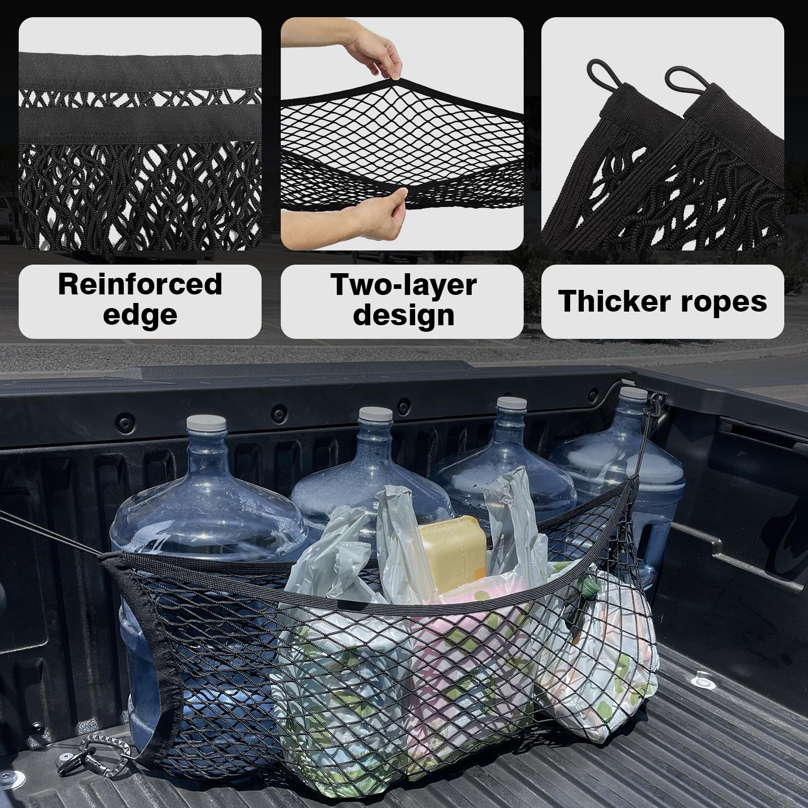 Muslogy Truck Bed Cargo Net Envelope Style Compatible With 2024 2025 Toyota Tacoma Accessories Elastic Mesh Bed Net Stretchable