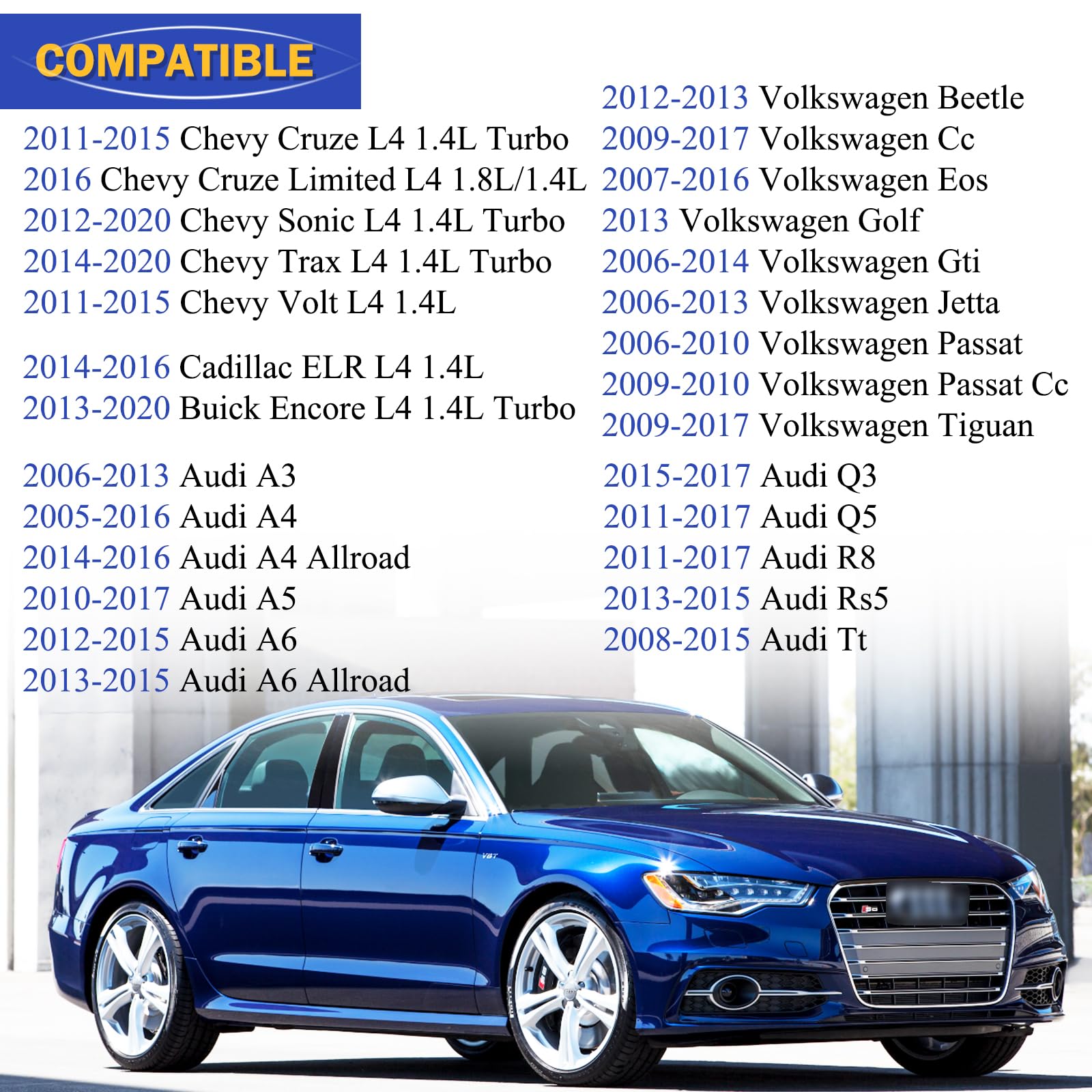 Double Iridium Spark Plug Compatible with AUDI A3 A4 A5 A6 Q3 Q5 R8 RS5 TT VOLKSWAGEN CC Jetta Golf Passat Tiguan Chevy Cruze So