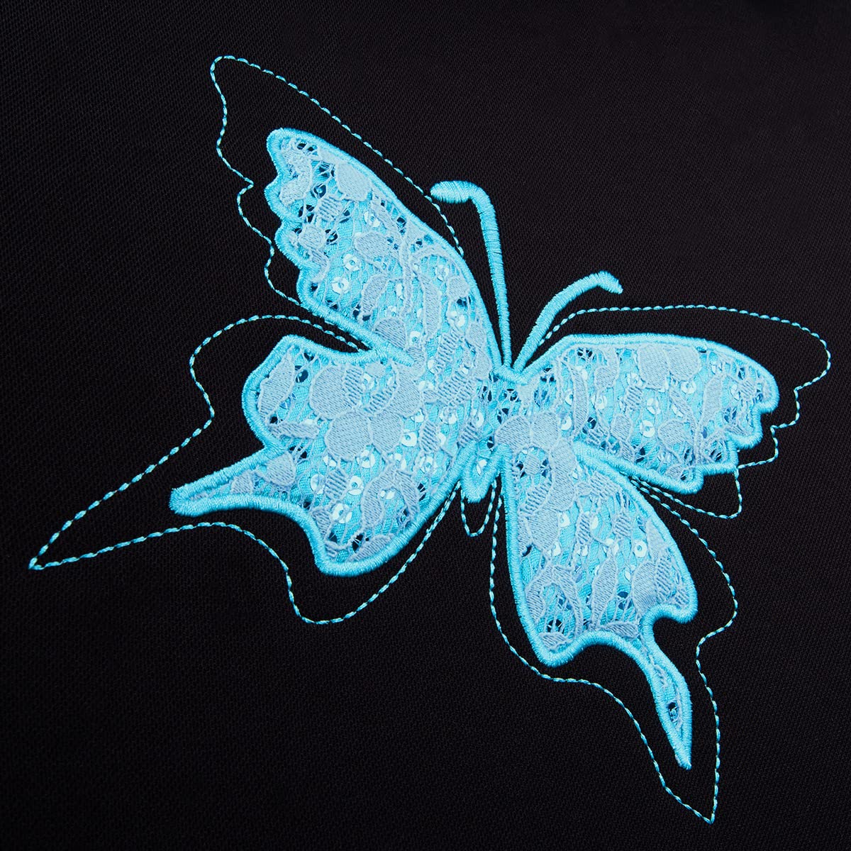 Flying Banner Butterfly Car Seat Covers Ful Set Fashion Universal Lady Woman Female Rear Bench Split Colorized (Mint Blue, Full Set -- Lace)